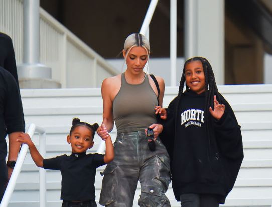 Kim Kardashian with her kids North and Chicago West. Photo / AP