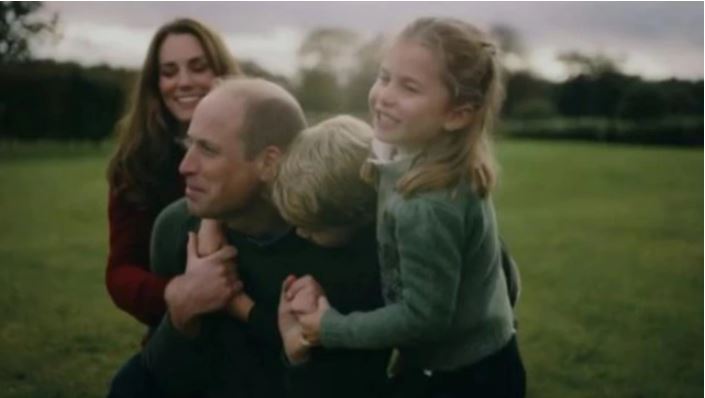Kate Middleton, Prince William, Prince George and Princess Charlotte at home. Photo / Twitter