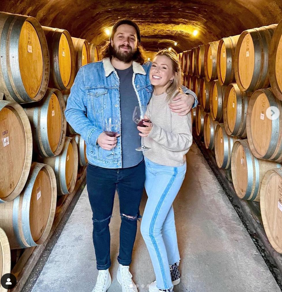 Liam Stewart and Bella Spooner at Gibbston Restaurant and Winery last year. Photo / via Instagram
