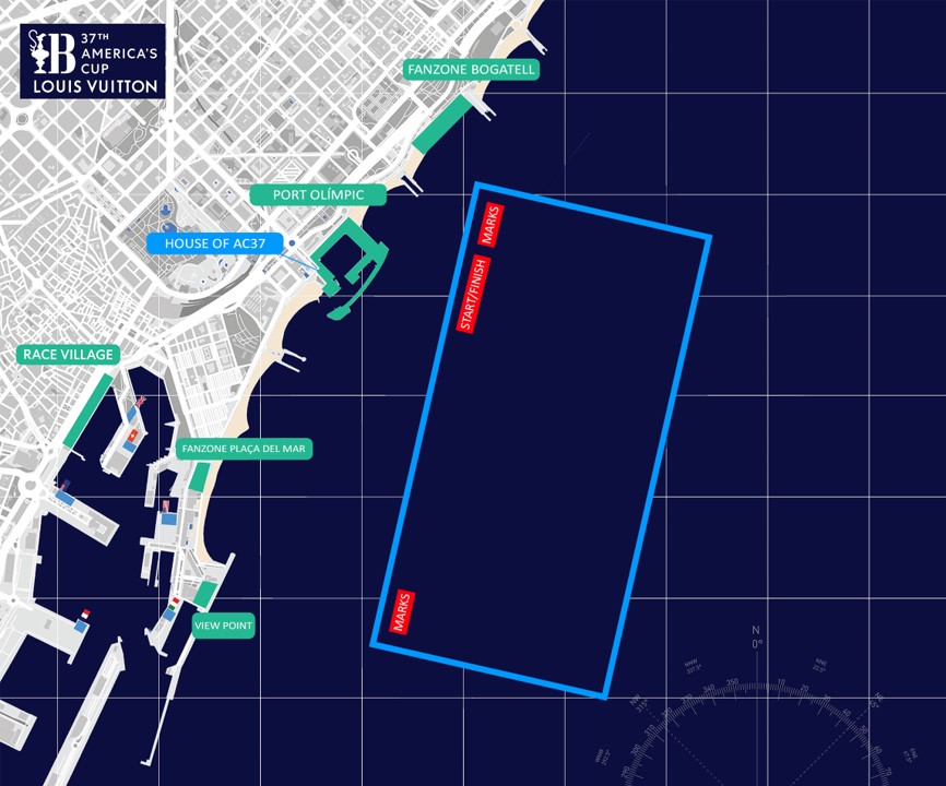 The race map for the 37th America's Cup.