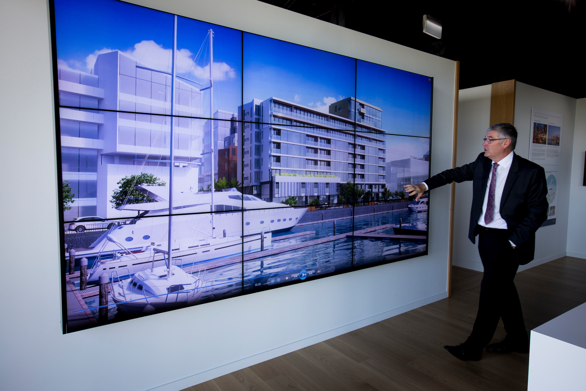 McGuinness with Wynyard Quarter plans. Photo / Dean Purcell