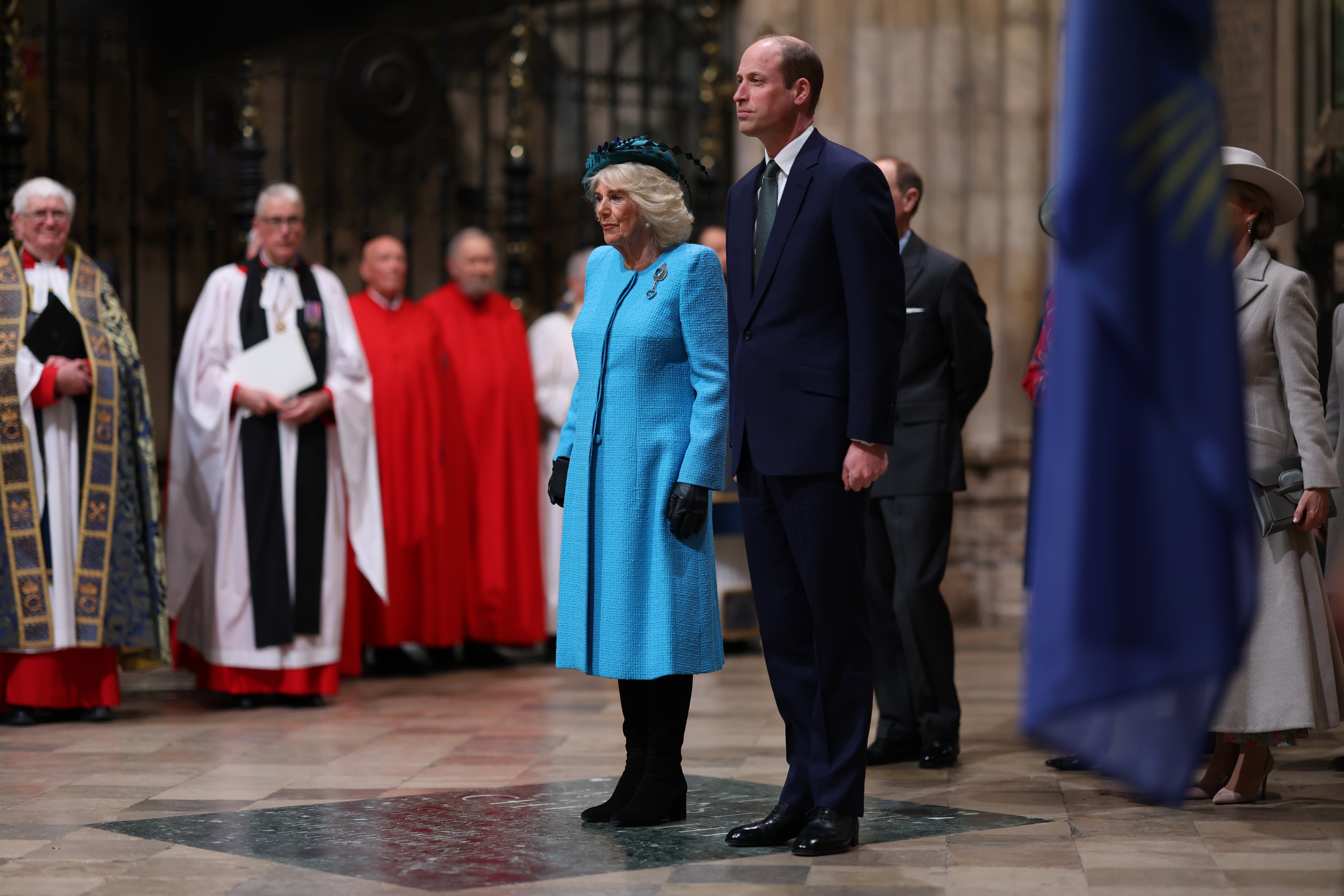 The Queen and the Prince of Wales broke with tradition to walk side-by-side at the Commonwealth Day service. Photo / Getty Images