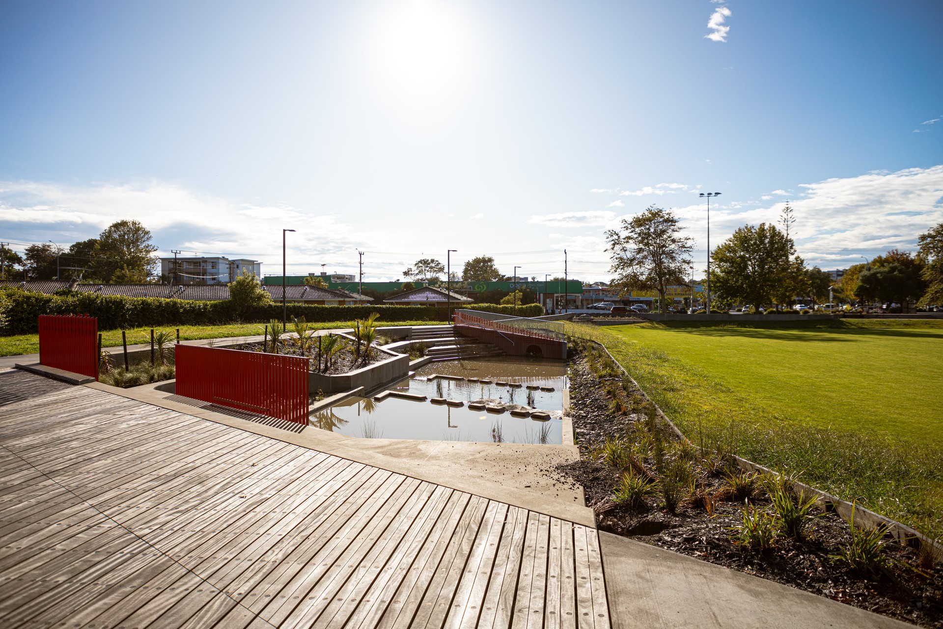 The collaborative Te Ara Awataha project has been opening up a new “greenway” in Northcote – while helping make the Auckland suburb “spongier” in extreme weather events like January 27. Photo / Kainga Ora