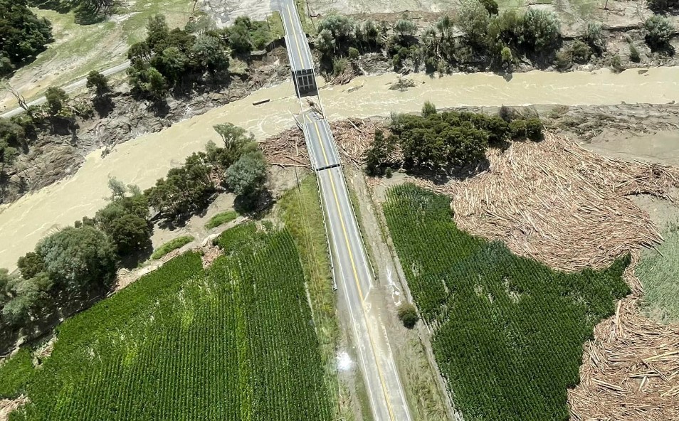 A bridge over the Hikuwai River between Tolaga Bay and Tokomaru Bay was taken out during Cyclone Gabrielle. Photo / Supplied