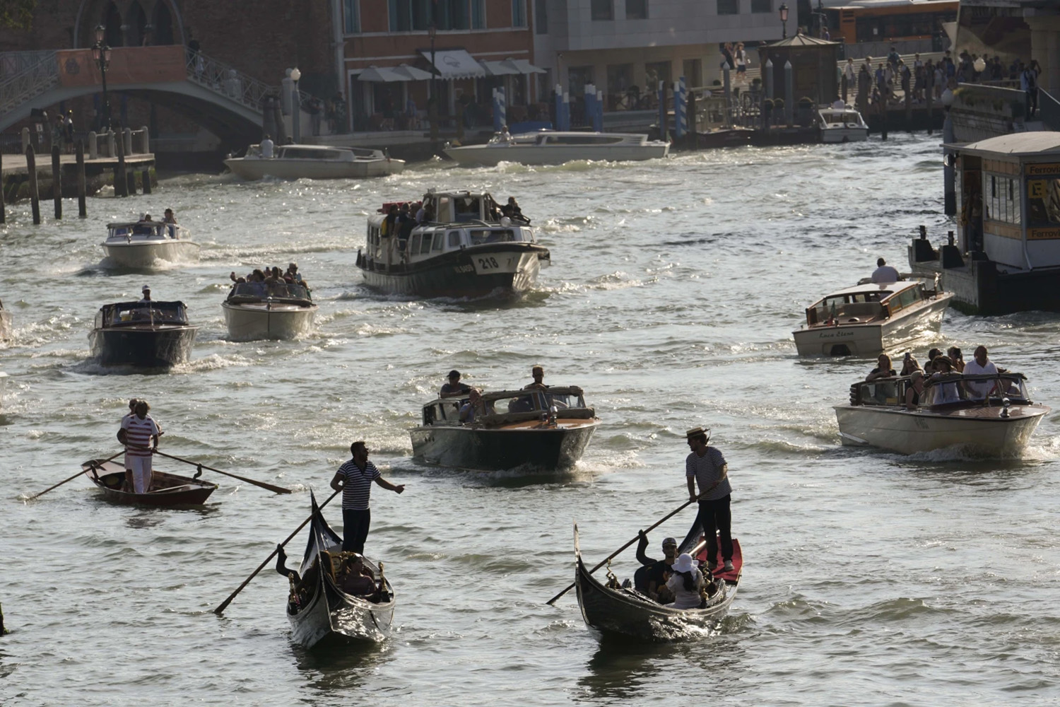 Boats sail the famous Venice lagoon. Photo / AP