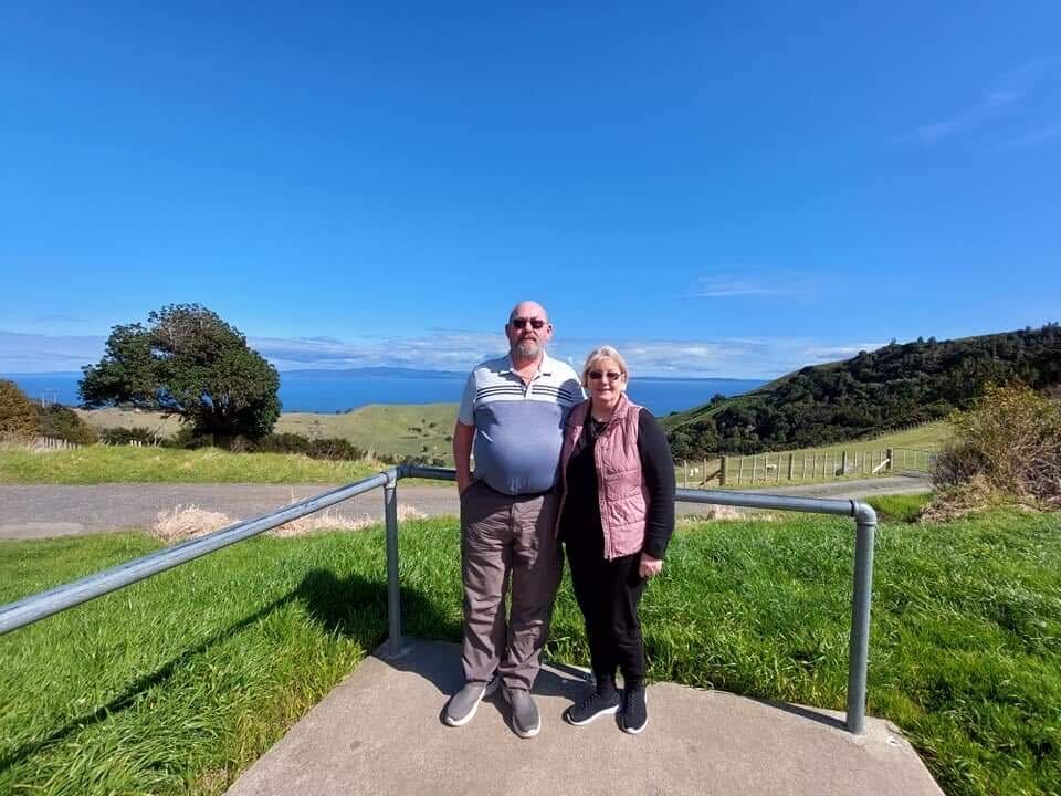 Lee Hughes with her husband Steve during their holiday in New Zealand. Photo / Supplied 