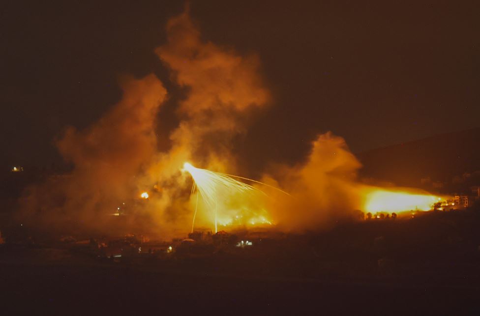 A fire that resulted from Israeli bombardment of an area of south Lebanon. Photo / AFP