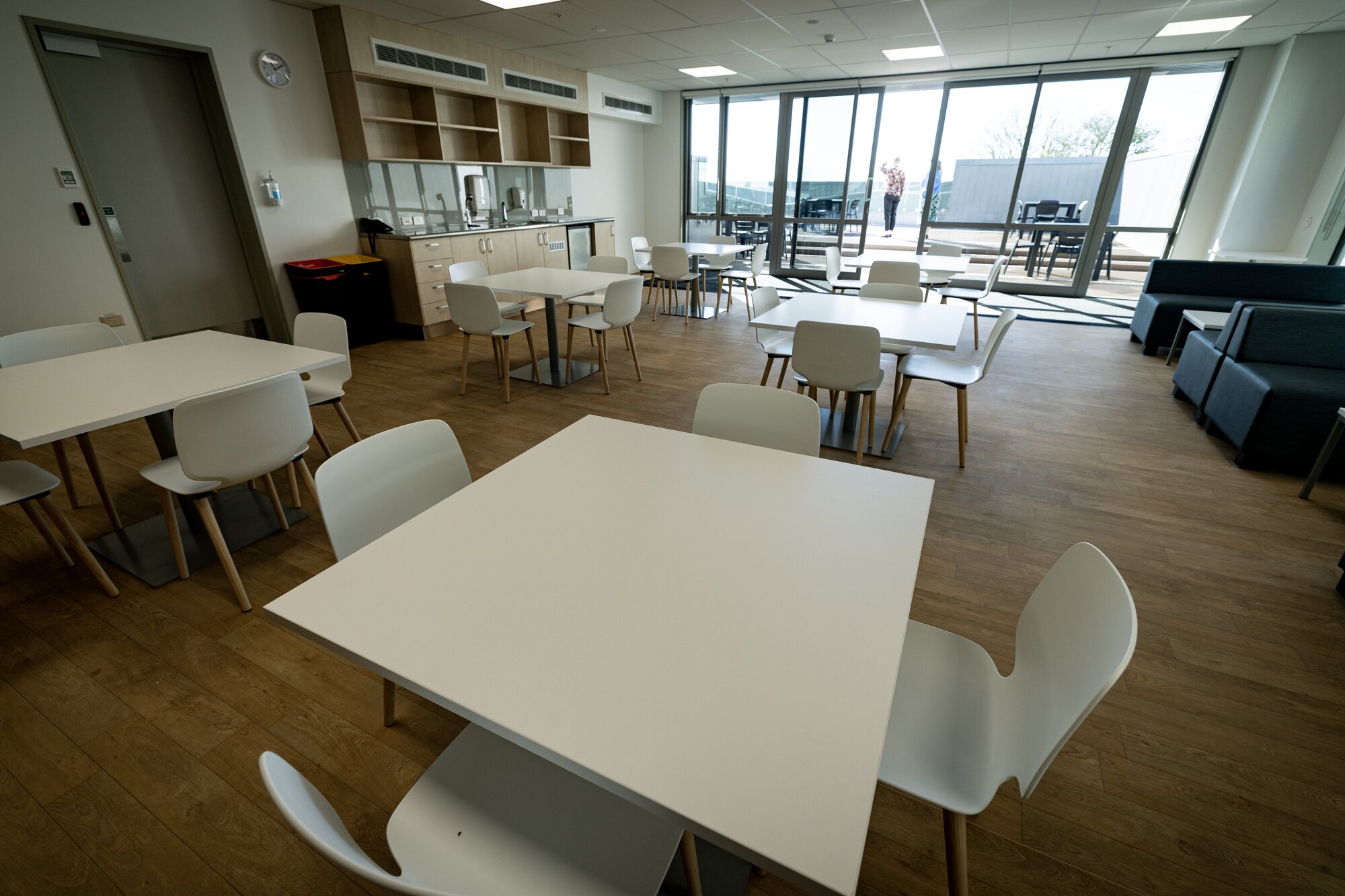 Staff room on the top floor of the new Gilgit Wing, with a deck which looks across to Rangitoto Island. Photo / Dean Purcell