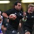 John Afoa of the All blacks runs through the Wales defence to score the last try. Photo / Getty Images