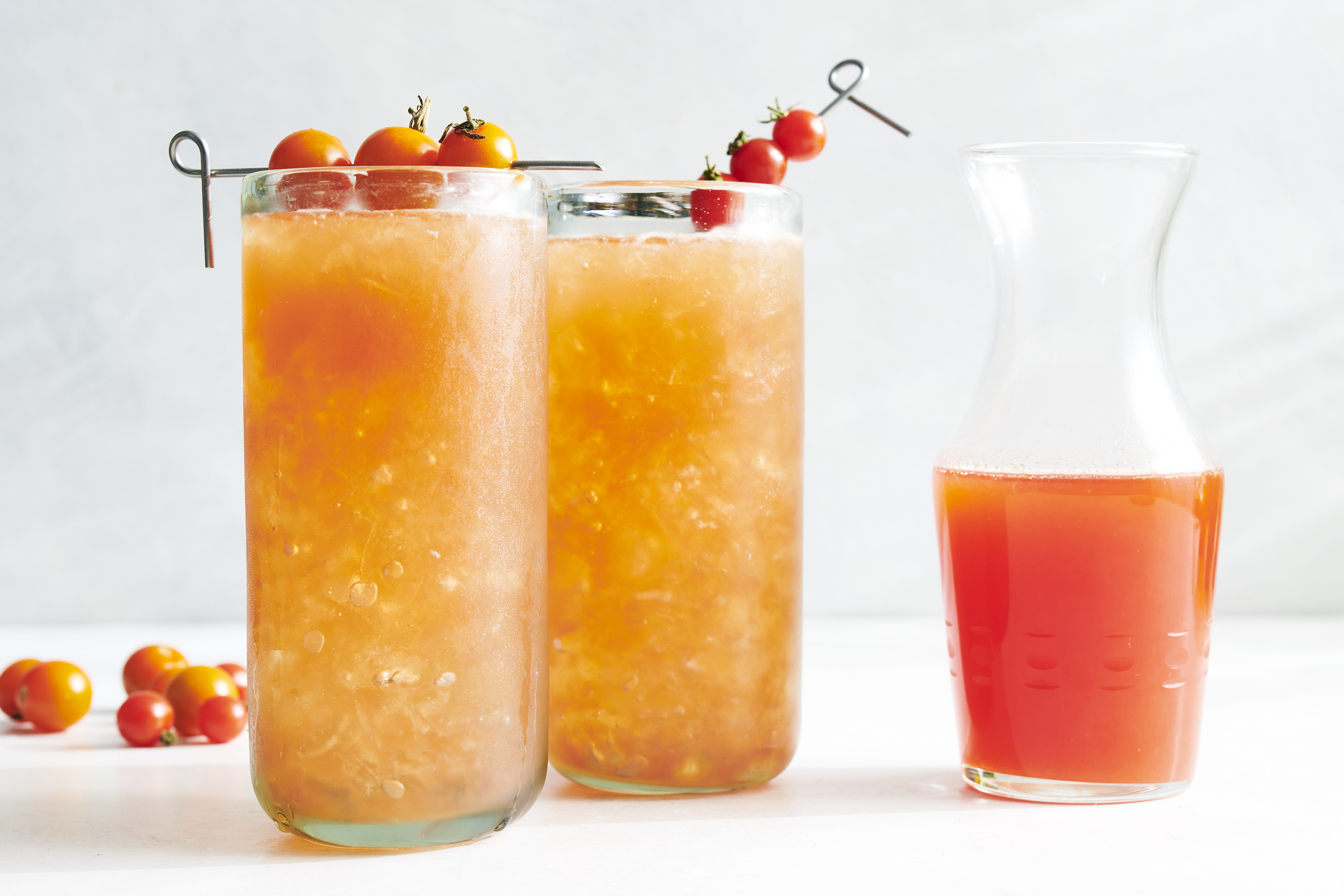 Tomato simple syrup adds a lovely vegetal note to the citrusy cobbler. Photo / David Malosh, The New York Times