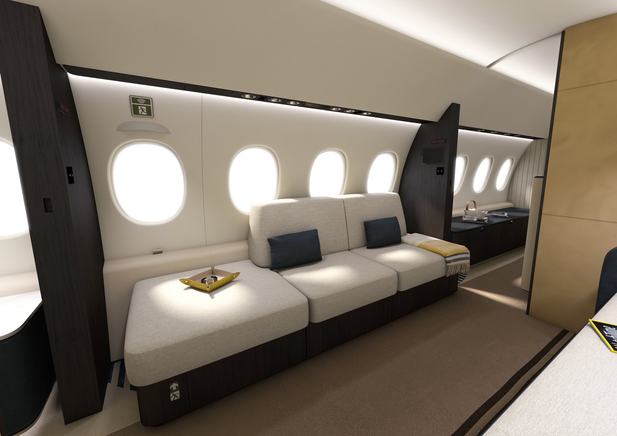 The Dassault Falcon 10X's cabin, 2.03m tall and 2.77m wide, is expected to be a good selling point for the New Zealand market. Photo / Dassault Aviation