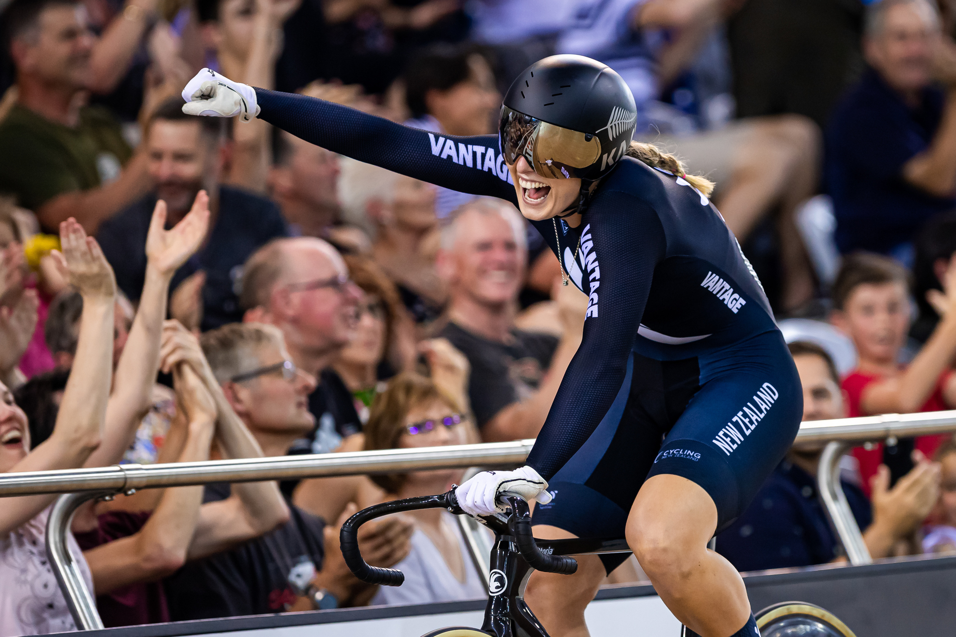 Podmore won gold in the Women's Team Sprint final at the 2019 Tissot UCI Track Cycling World Cup alongside Natasha Hansen. Photo / Photosport