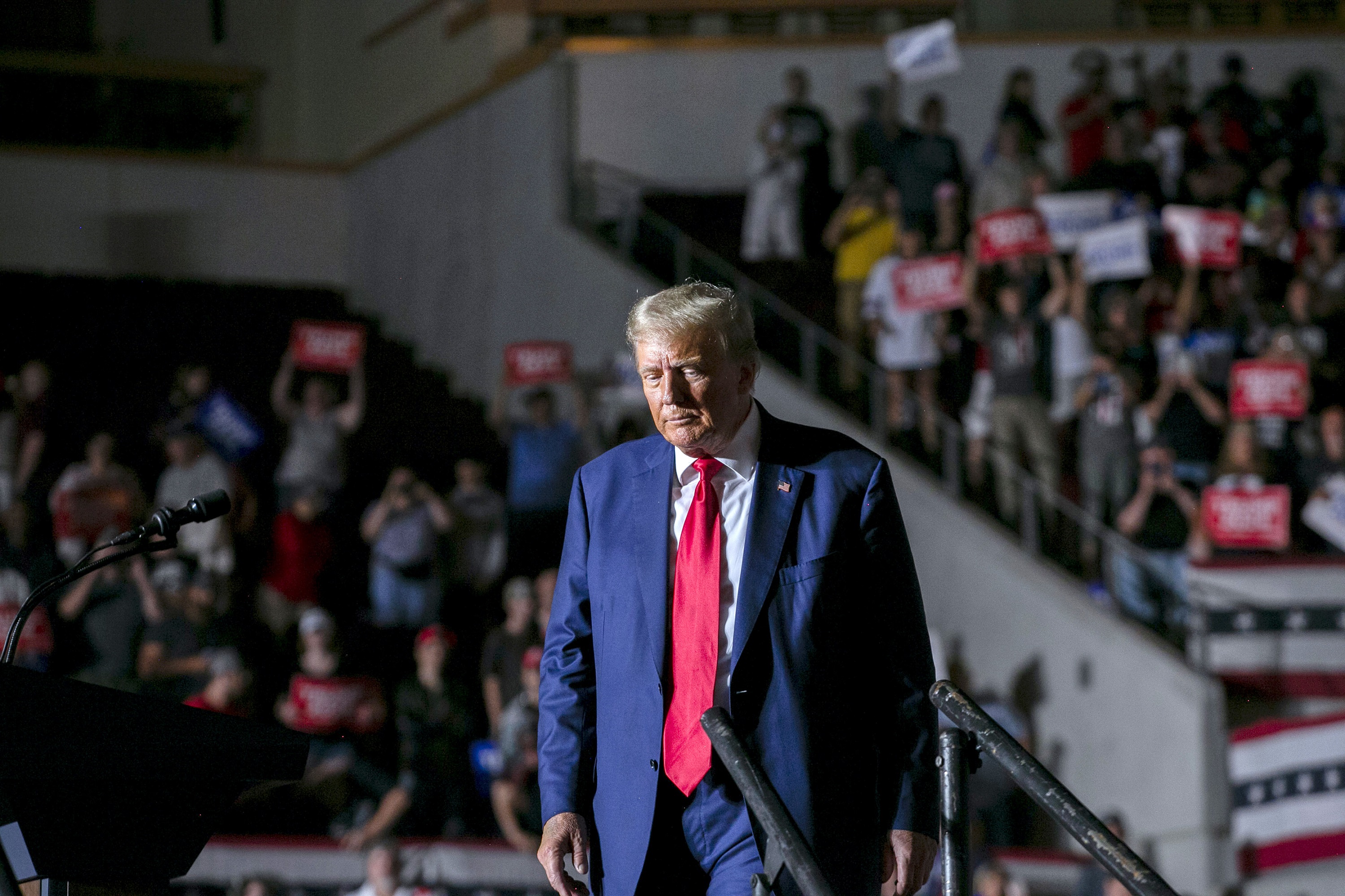 Former President Donald Trump during a rally at the Erie Insurance Arena in Pennsylvania in July, 2023. Photo / Maddie McGarvey, The New York Times