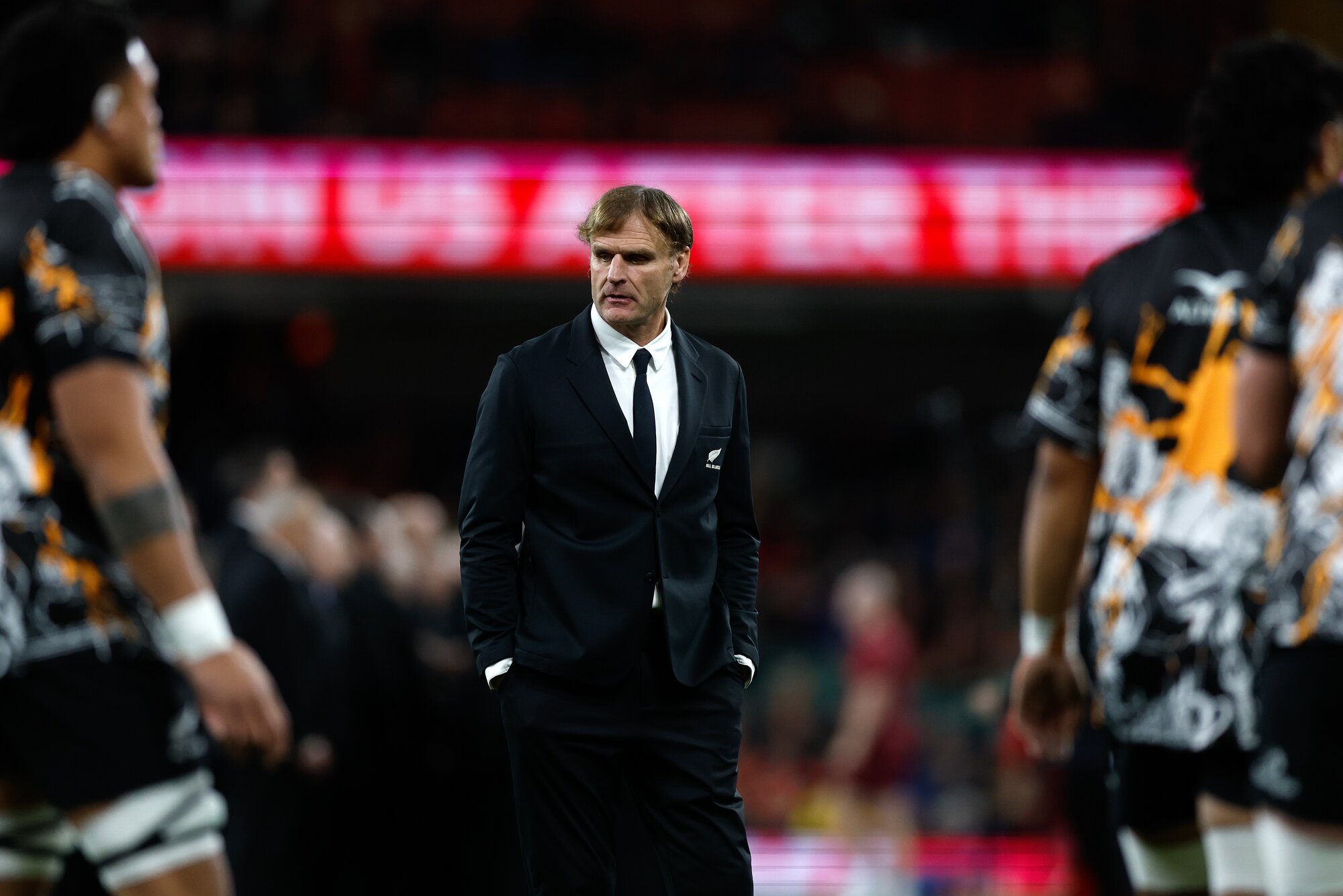 All Blacks coach Scott Robertson, pictured before the test in Cardiff. Photo / Photosport