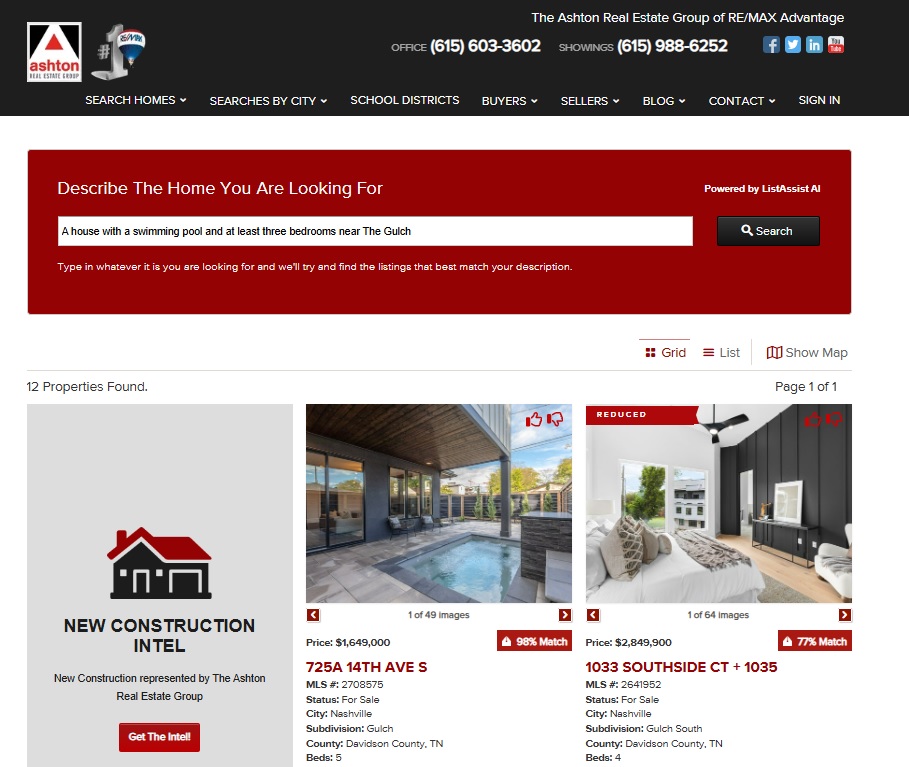 ListAssist's 'HomeSearch' AI enables natural language search queries.