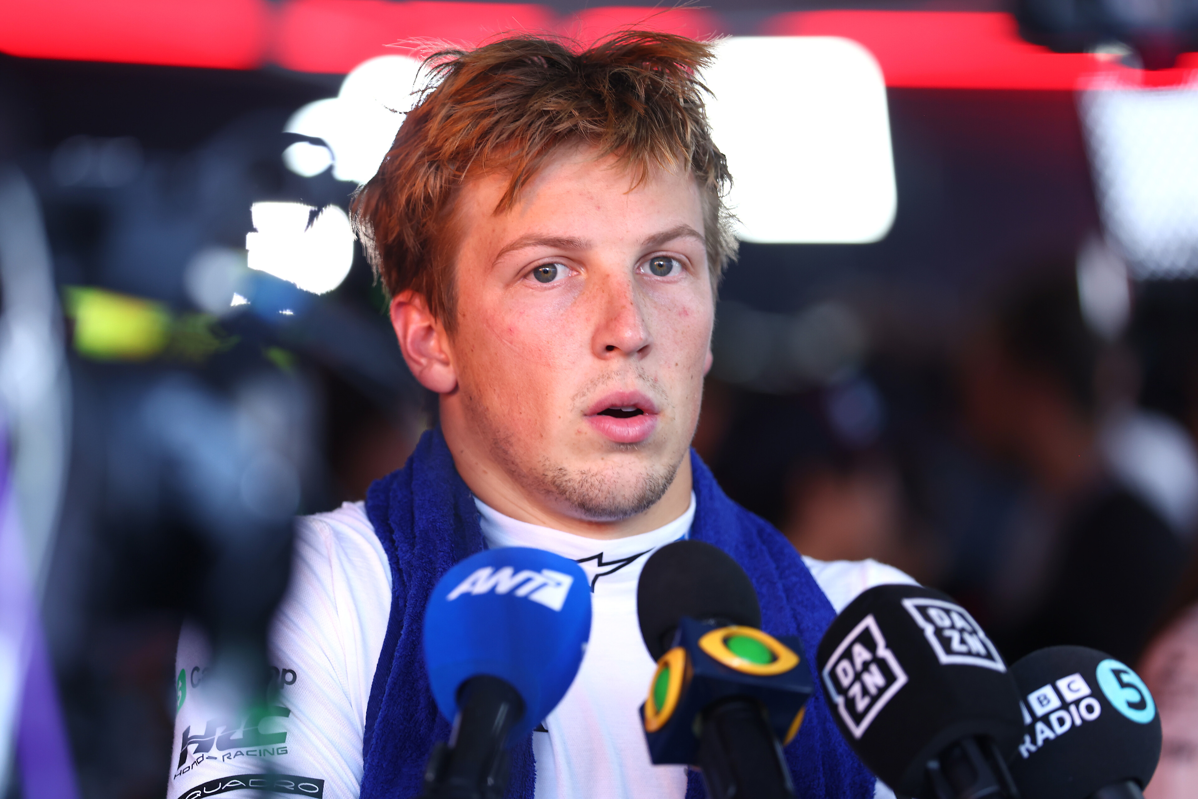 Liam Lawson fronts media after the Italian Grand Prix. Photo / Red Bull