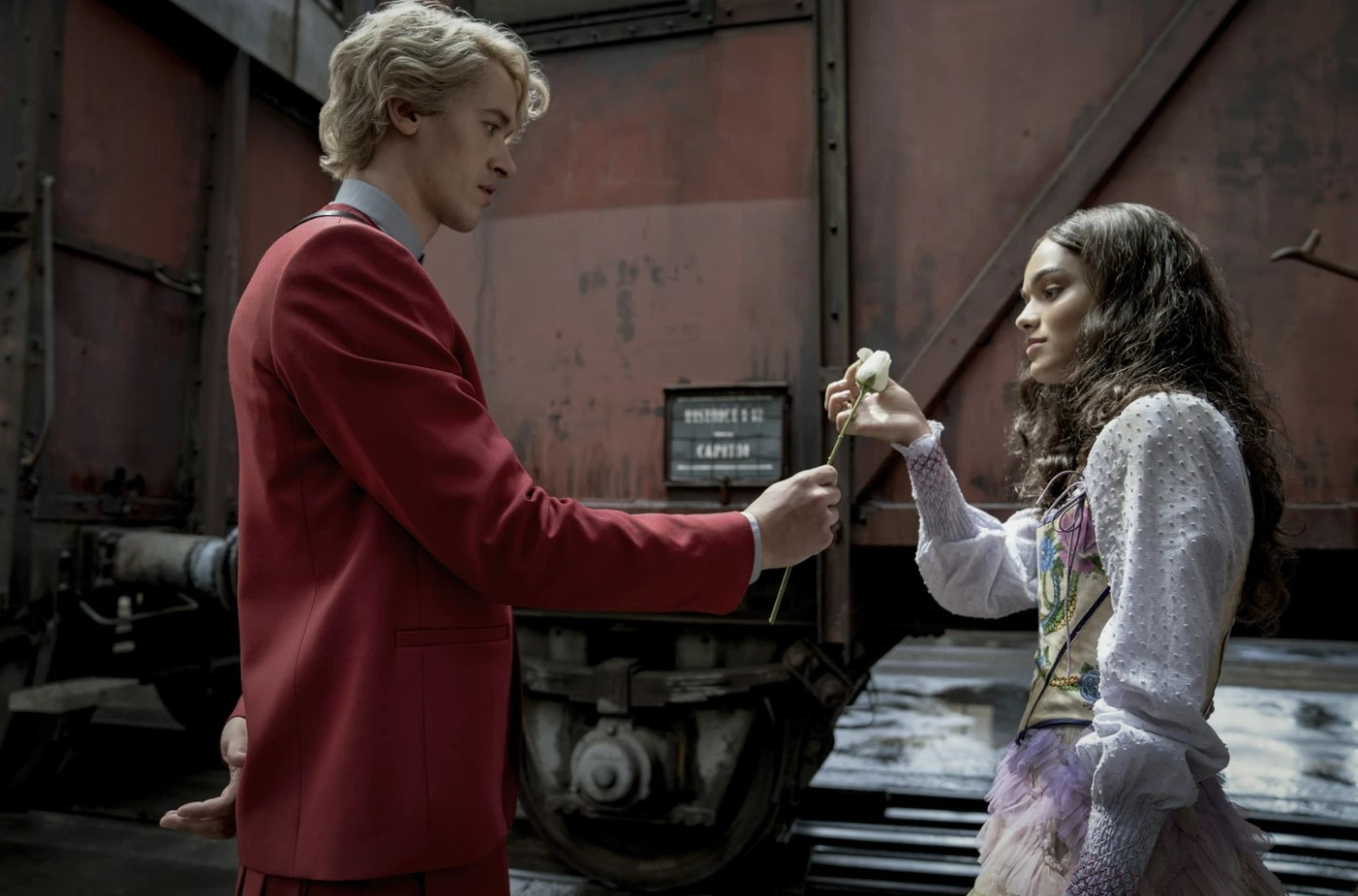 Tom Blyth as Coriolanus Snow and Rachel Zegler as Lucy Gray Baird. Photo / AP