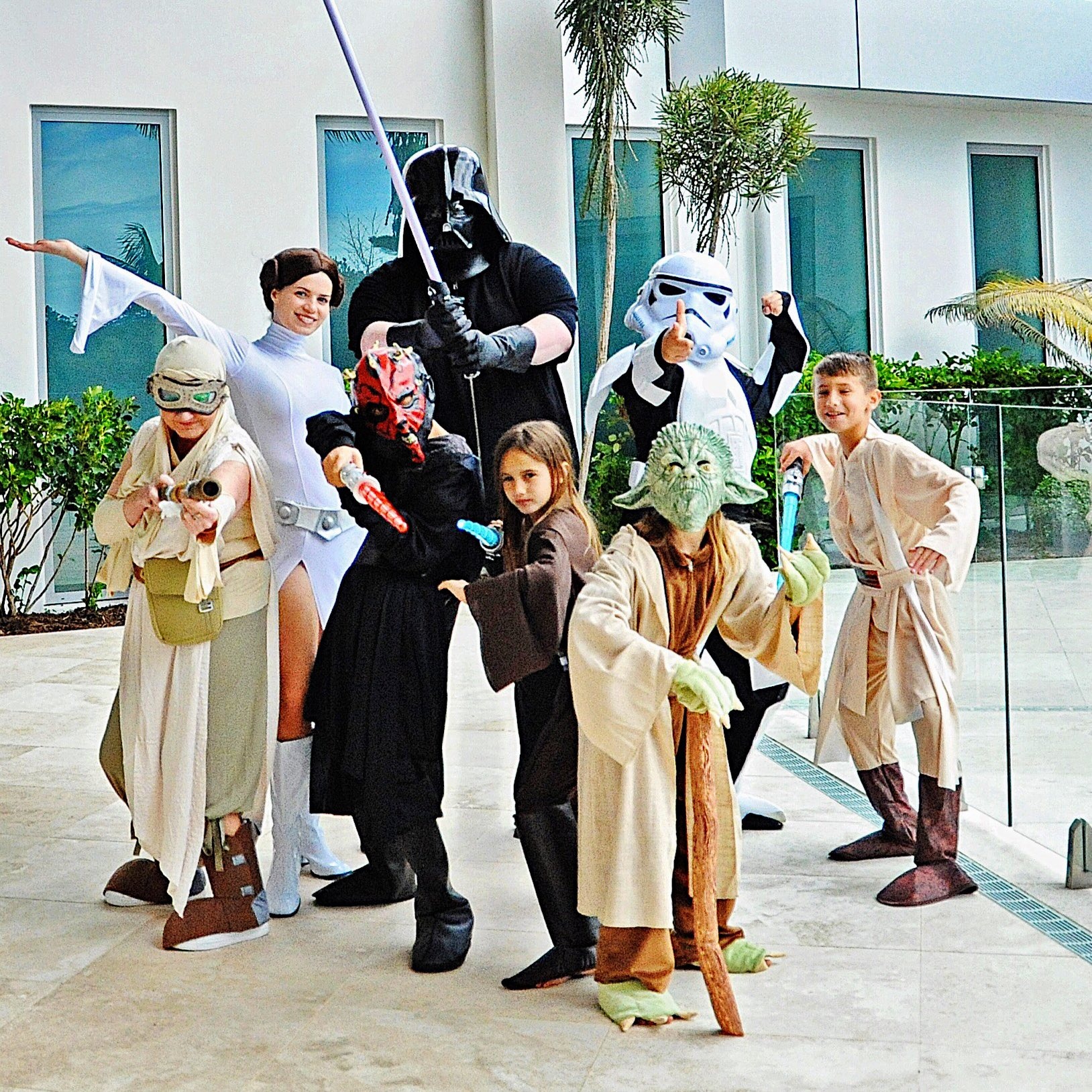 Kim Dotcom as evil overload Darth Vader, Liz Dotcom as Princess Leia, and Dotcom's children during a family Star Wars Day. Photo / Supplied