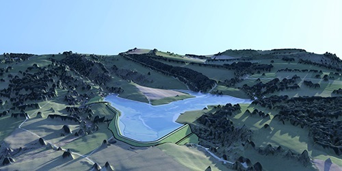 Computer-generated image of the completed Matawii Dam. Photo / supplied
