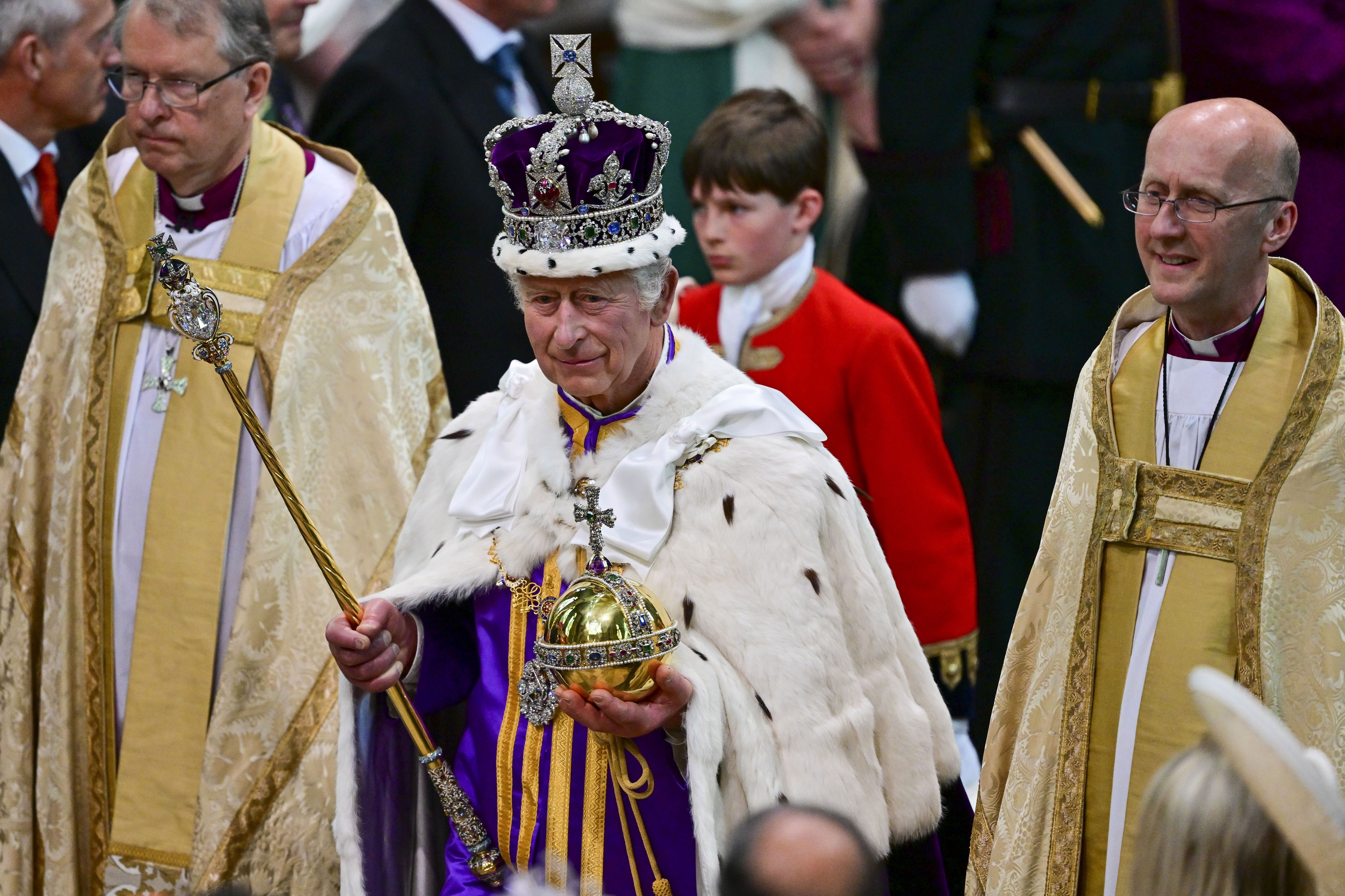 King Charles III as he leaves after his coronation ceremony in May. Photo / AP