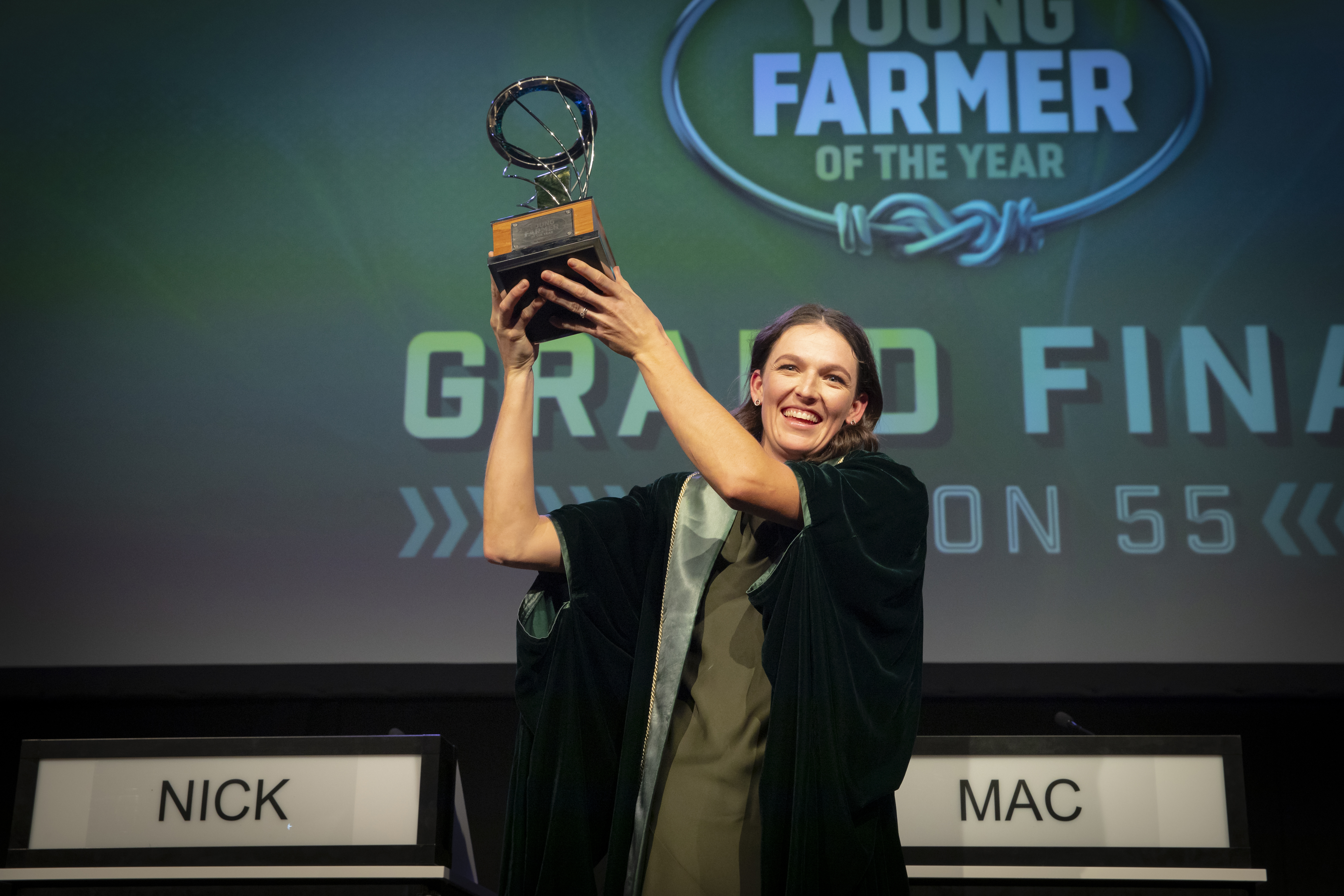 FMG Young Farmer of the year 2023 Emma Poole at the awards ceremony in Timaru. Photo / Supplied