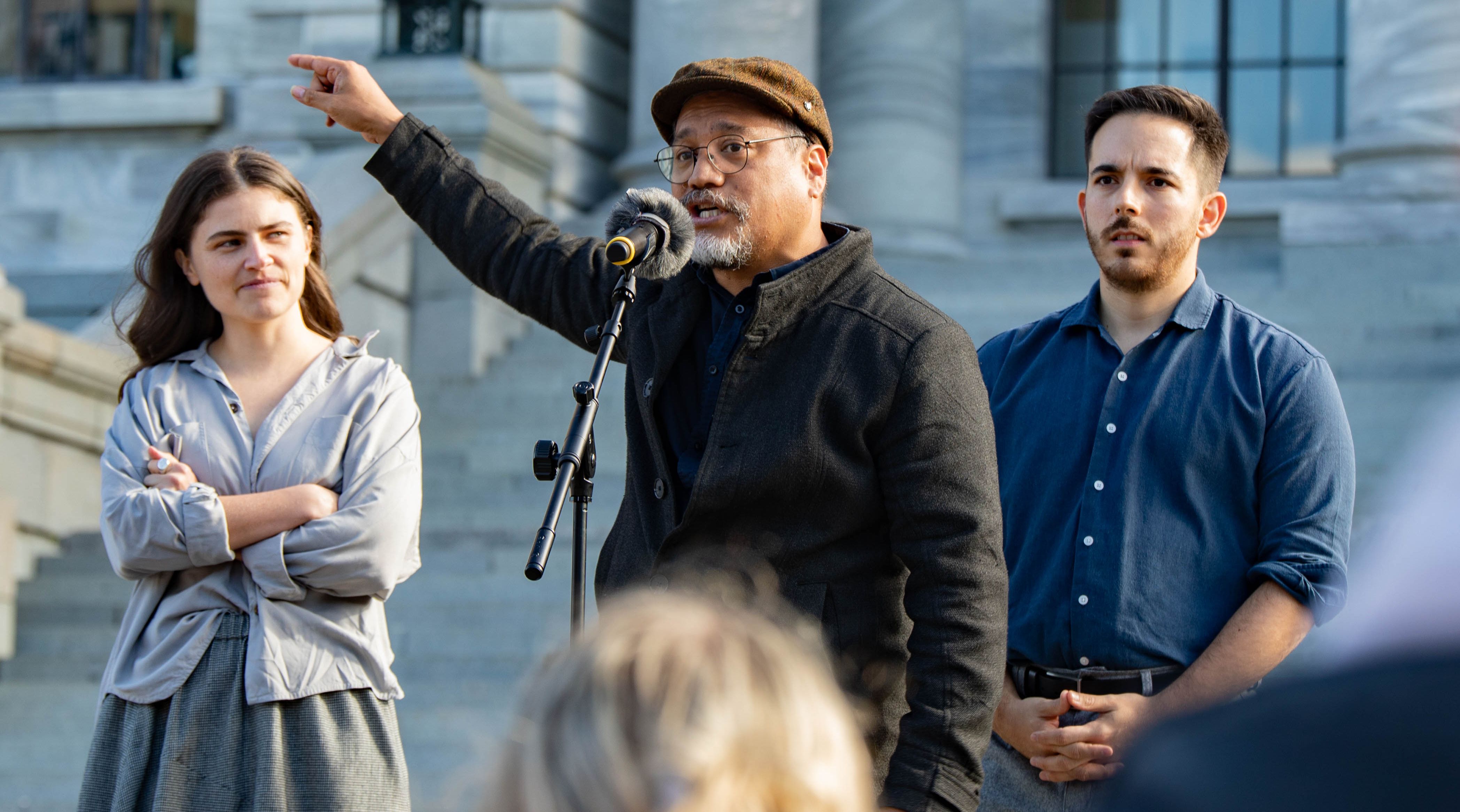 The Green Party's Pacific Peoples spokesman, Teanau Tuiono, (centre) will present his member's bill at its first reading tonight. Photo / NZ Herald