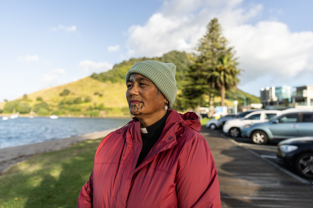 Reverend Vianney Douglas is from the Maori Mission Anglican Church in Tauranga. She was at the site of the landslide at the Mount Maunganui campground early Saturday to offer support to workers. Photo / Jason Dorday