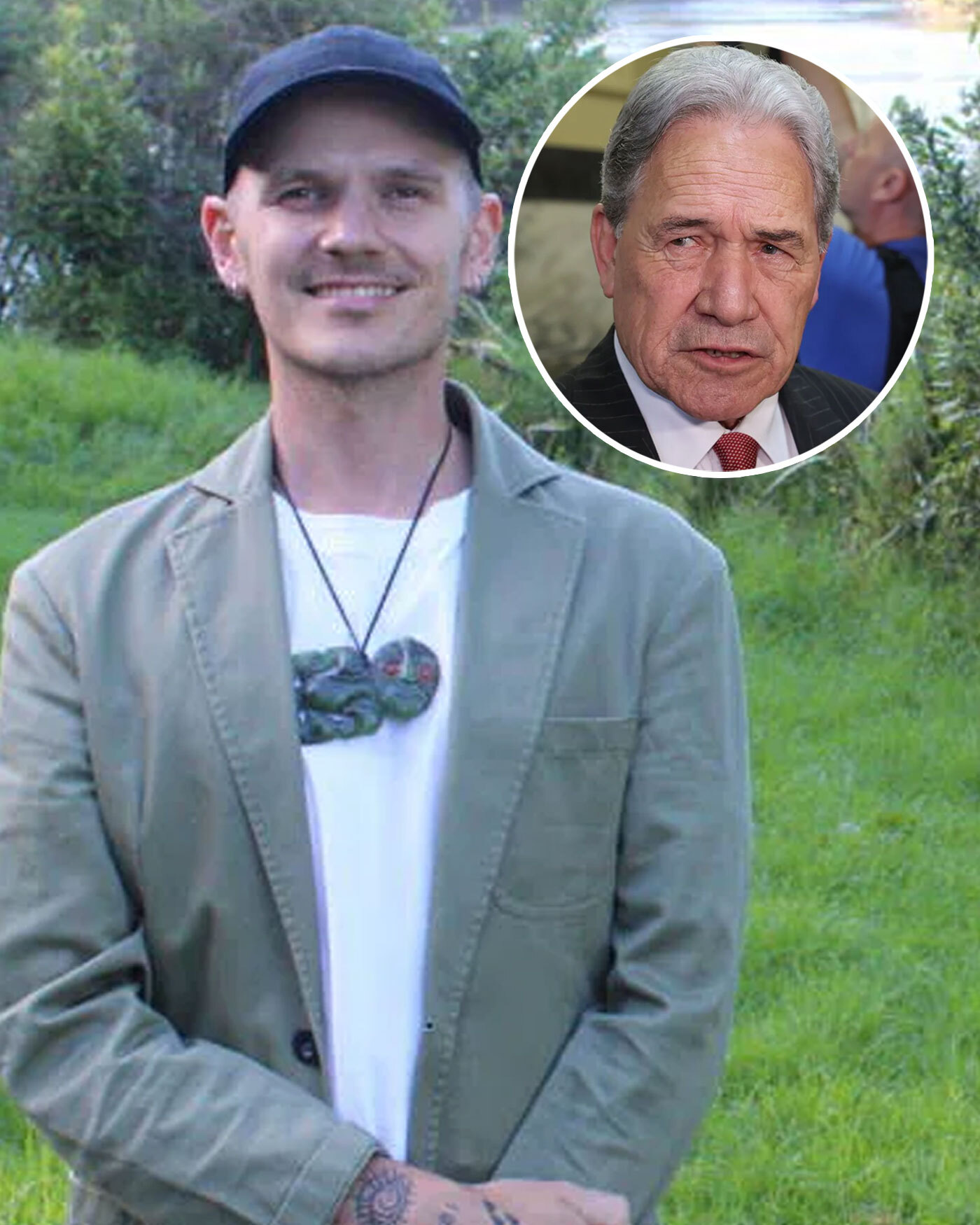 Green MP Benjamin Doyle and NZ First Leader Winston Peters (inset).