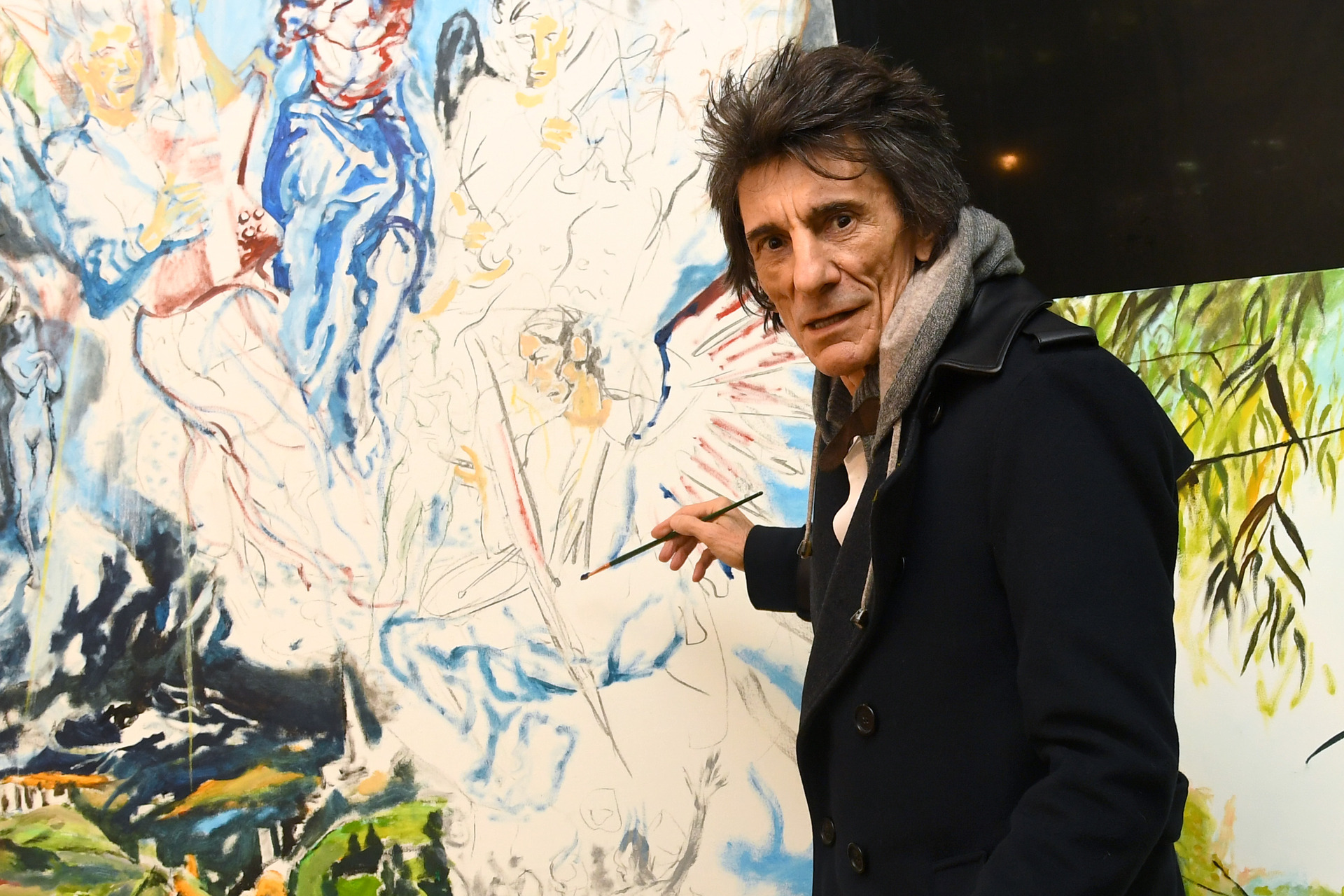 Ronnie Wood paints during The Ronnie Wood Collection, at 35 Baker Street in 2019 in London, United Kingdom. Photo / Getty