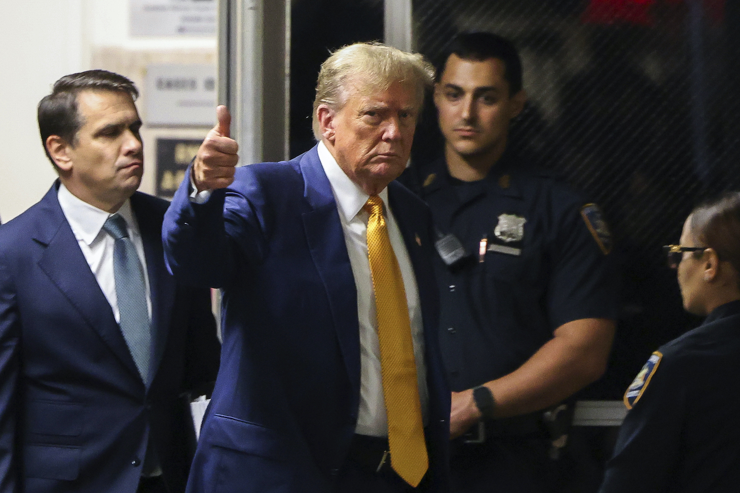 Former president Donald Trump returns to Manhattan Criminal Court after a break in his trial in New York this week. Photo / AP