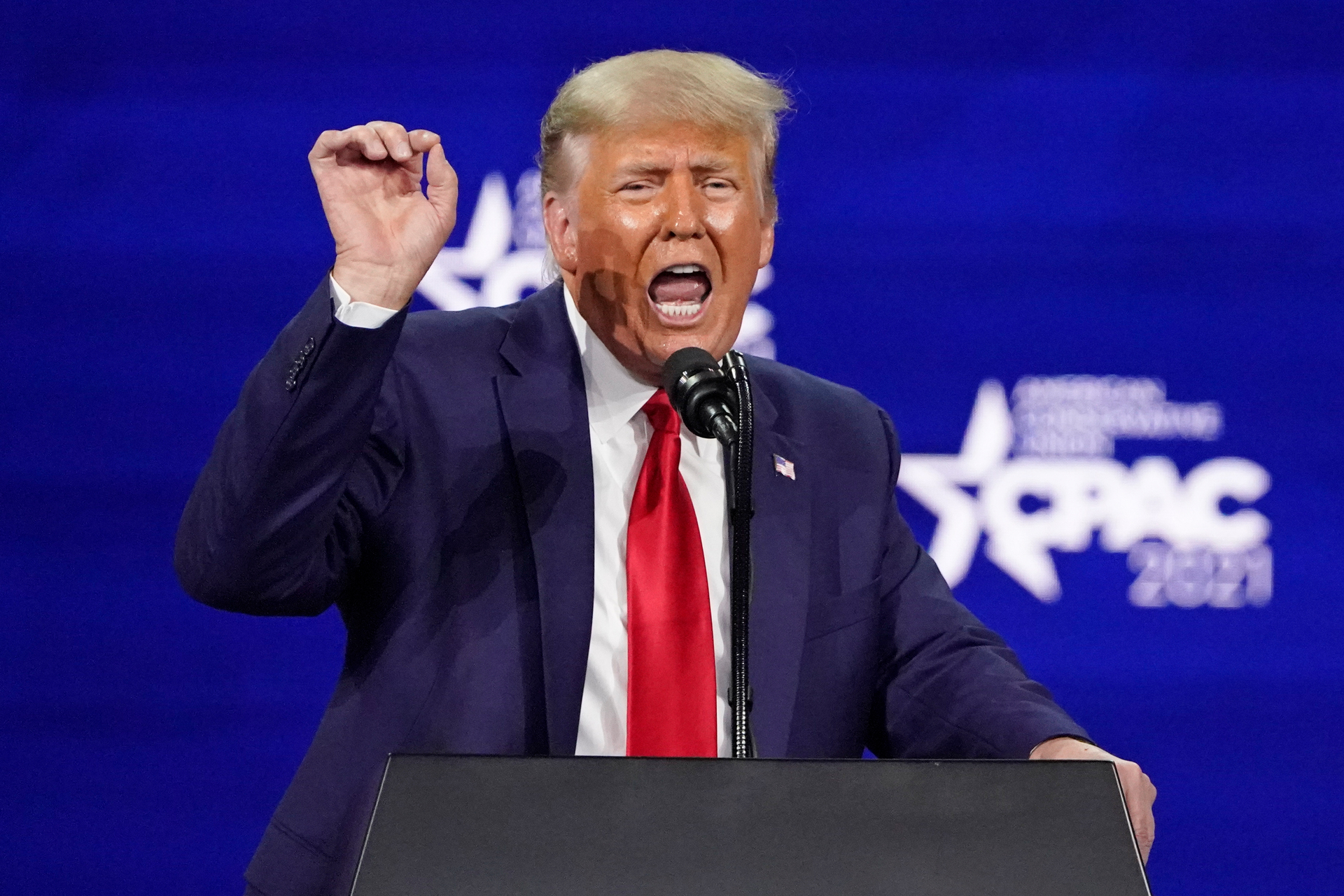 Former president Donald Trump speaks at the Conservative Political Action Conference in Orlando, Florida on February 28. Photo / AP