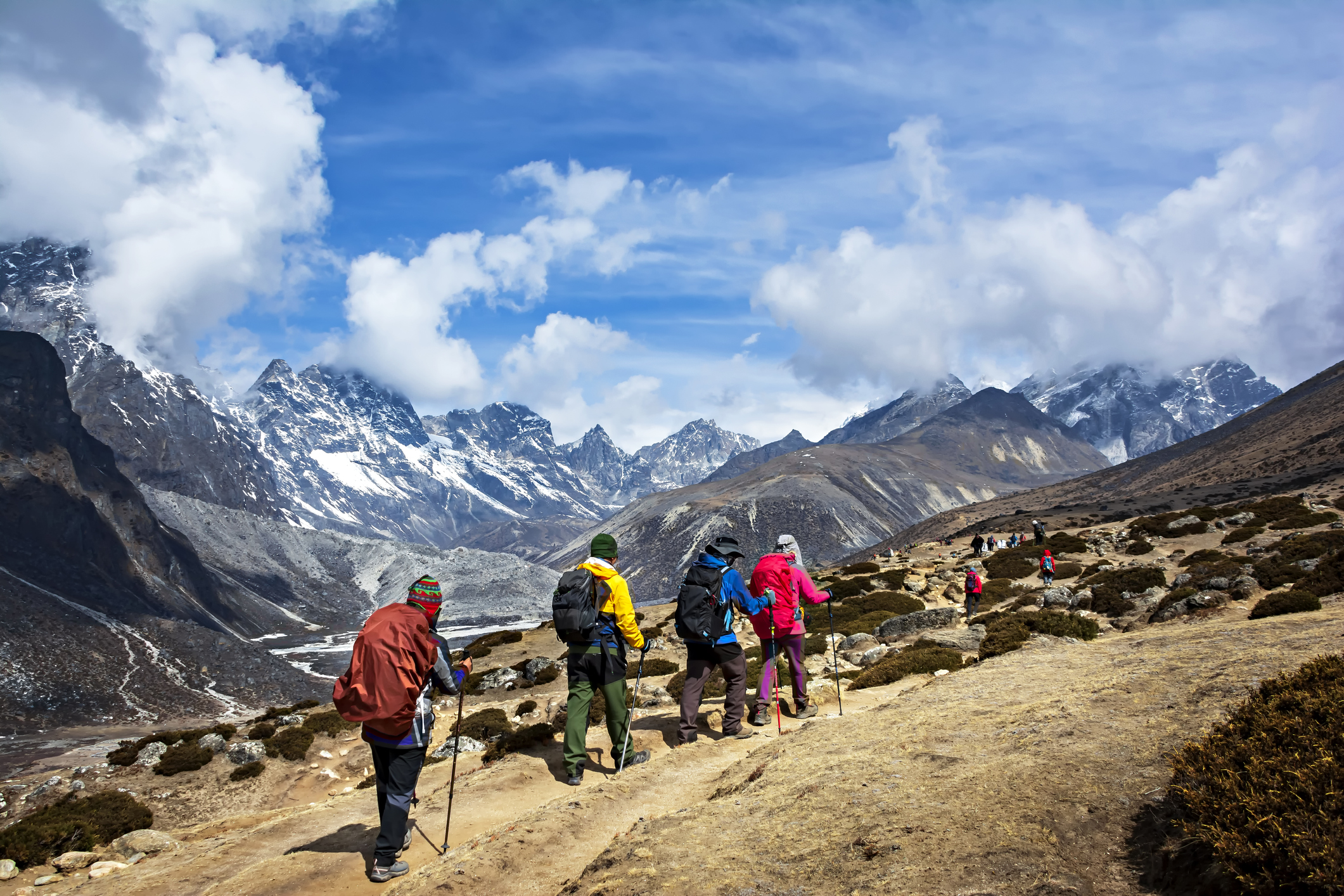 Trekkers walk the final kilometres to Everest Base Camp, Nepal. Photo/ Kriangkrai Thitimakorn, Getty Images
