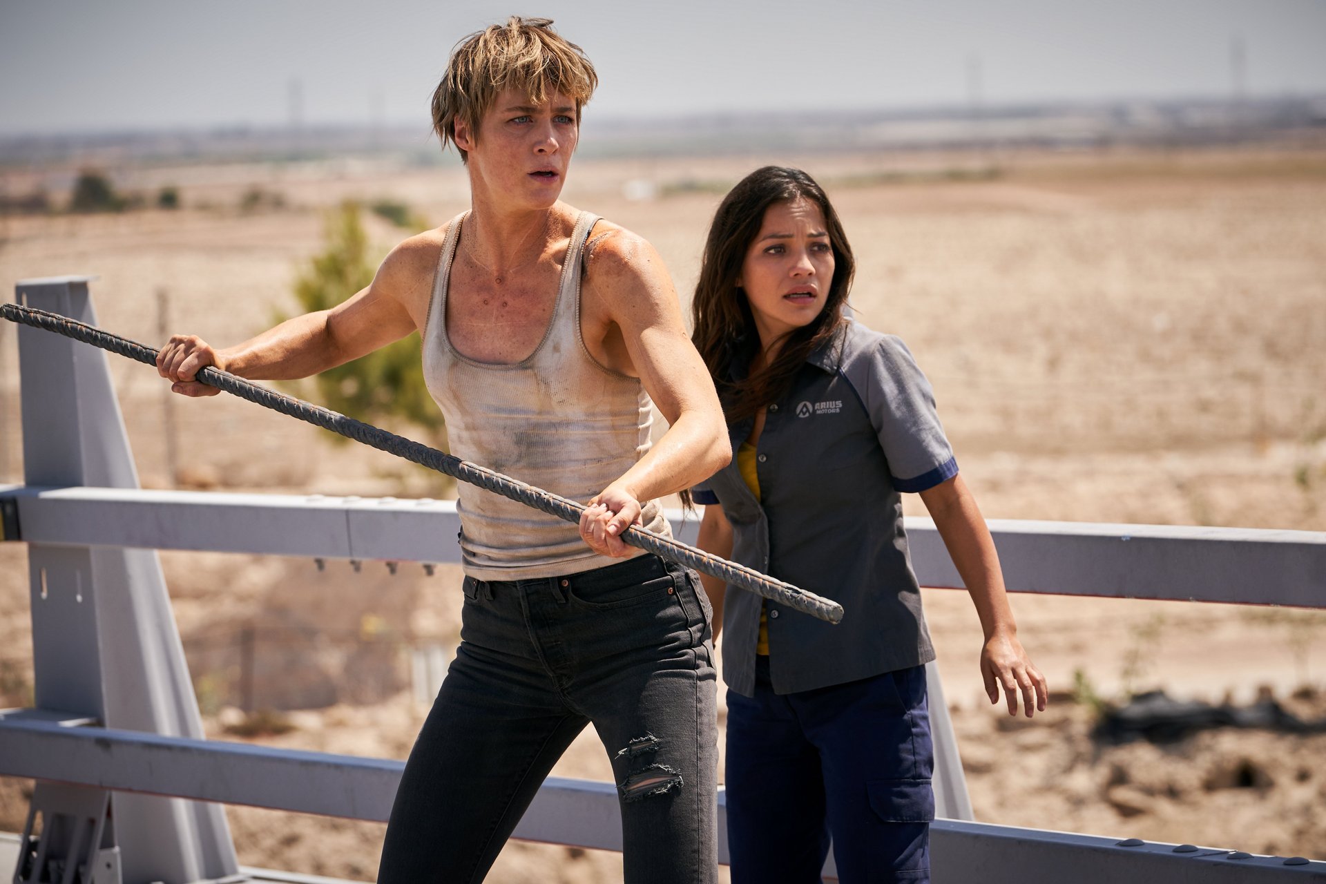 Mackenzie Davis' Grace and Natalia Reyes' Dani are introduced in Terminator: Dark Fate. Photo / Getty Images.