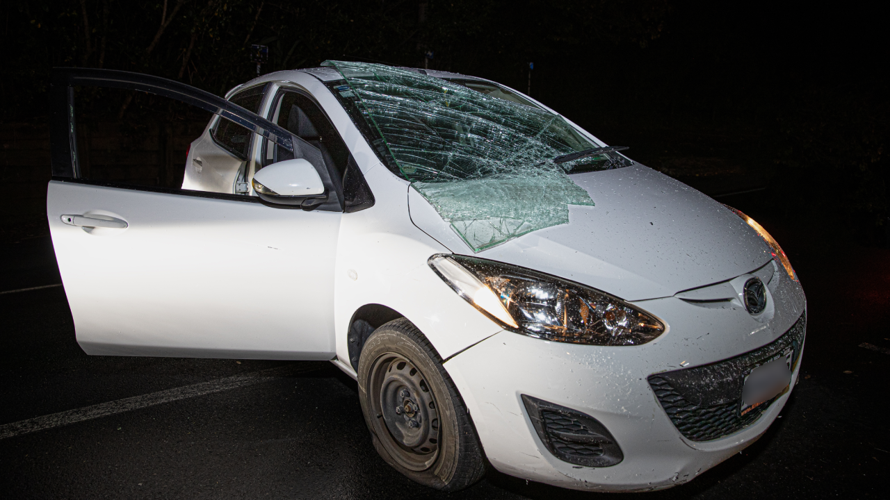 A police investigation is underway after a ram-raid in Auckland's Titirangi Village this morning. Photo / Hayden Woodward