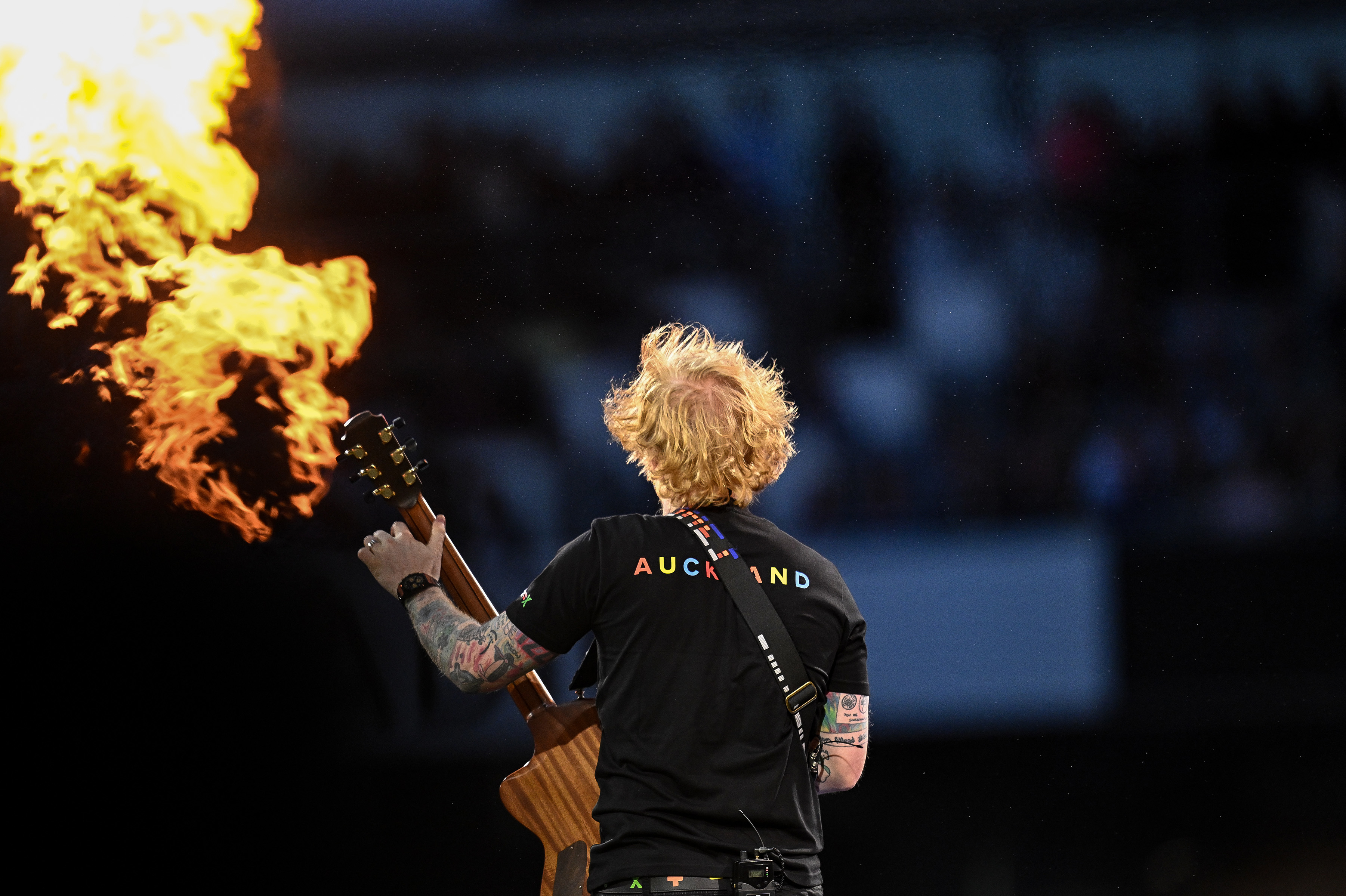 Appearing in an Auckland T-shirt, Sheeran proved once again that he knows how to wow a crowd.  Photo / Andrew Cornaga, www.photosport.nz