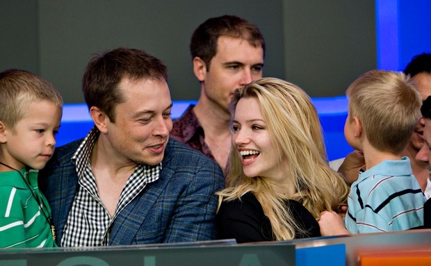 Elon Musk, with his twin boys Griffin, left, and Xavier, right, and then fiancee Talulah Riley, 2010. Photo / Getty Images
