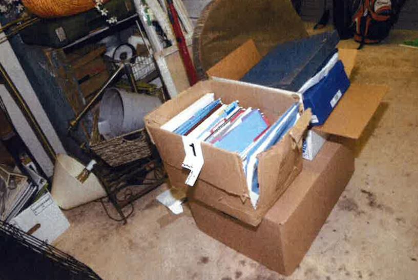 A damaged box where classified documents were found in the garage of US President Joe Biden. Photo / AP
