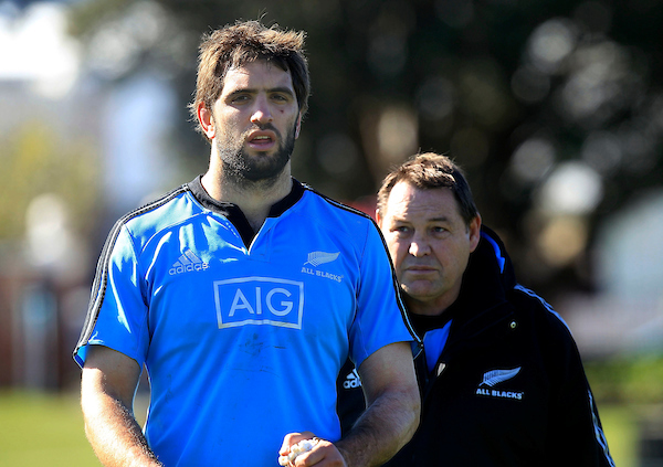 Sam Whitelock and Steve Hansen: 'Steve was obsessed by going back-to-back as world champions.' Photo / Photosport