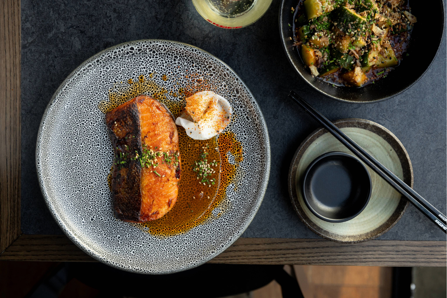 The grilled salmon steak on the menu at Kome in Auckland's Commercial Bay. Photo / Babiche Martens