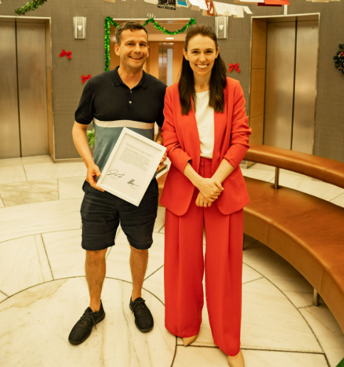David Seymour and Jacinda Ardern have autographed a printout of Parliament's Hansard recording her calling him an 'arrogant prick'. 
