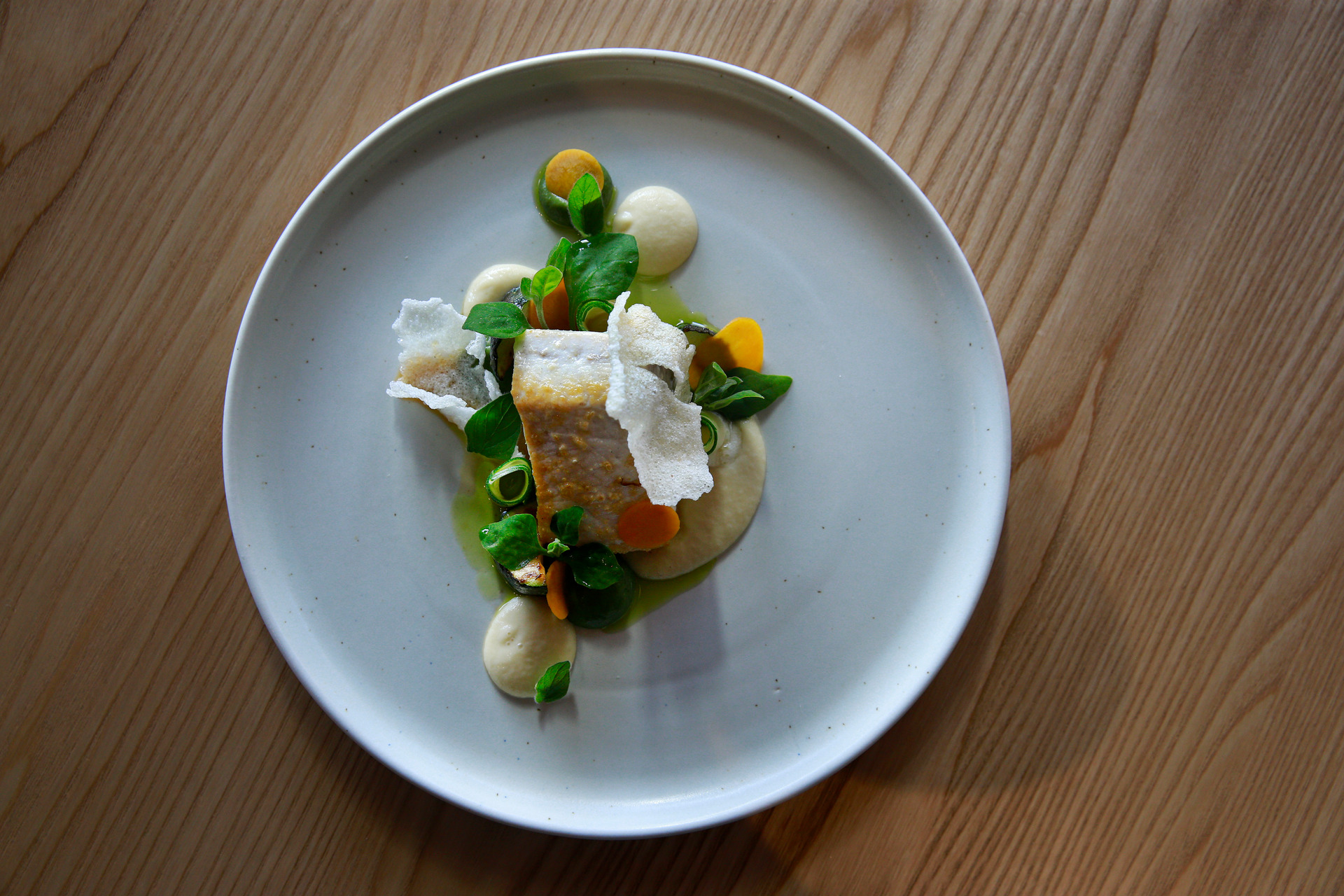 Pan-seared grouper dish. The Lodge Bar and Dining, Rodd & Gunn, Commercial Bay, Auckland. /  Photo Alex Burton 