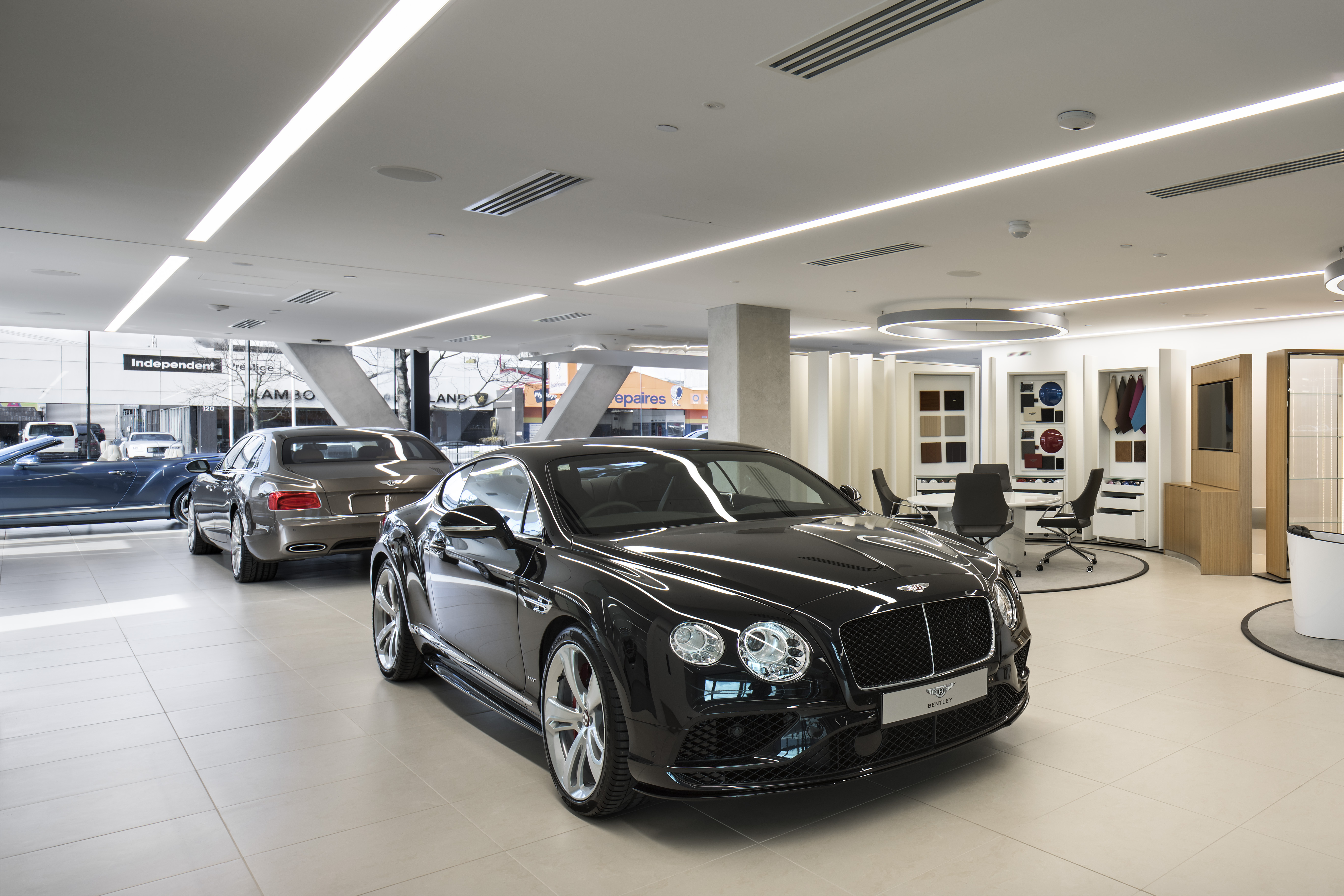 Lamborghini, Bentley and Aston Martin dealerships are in the new building. Photo/Simon Devitt