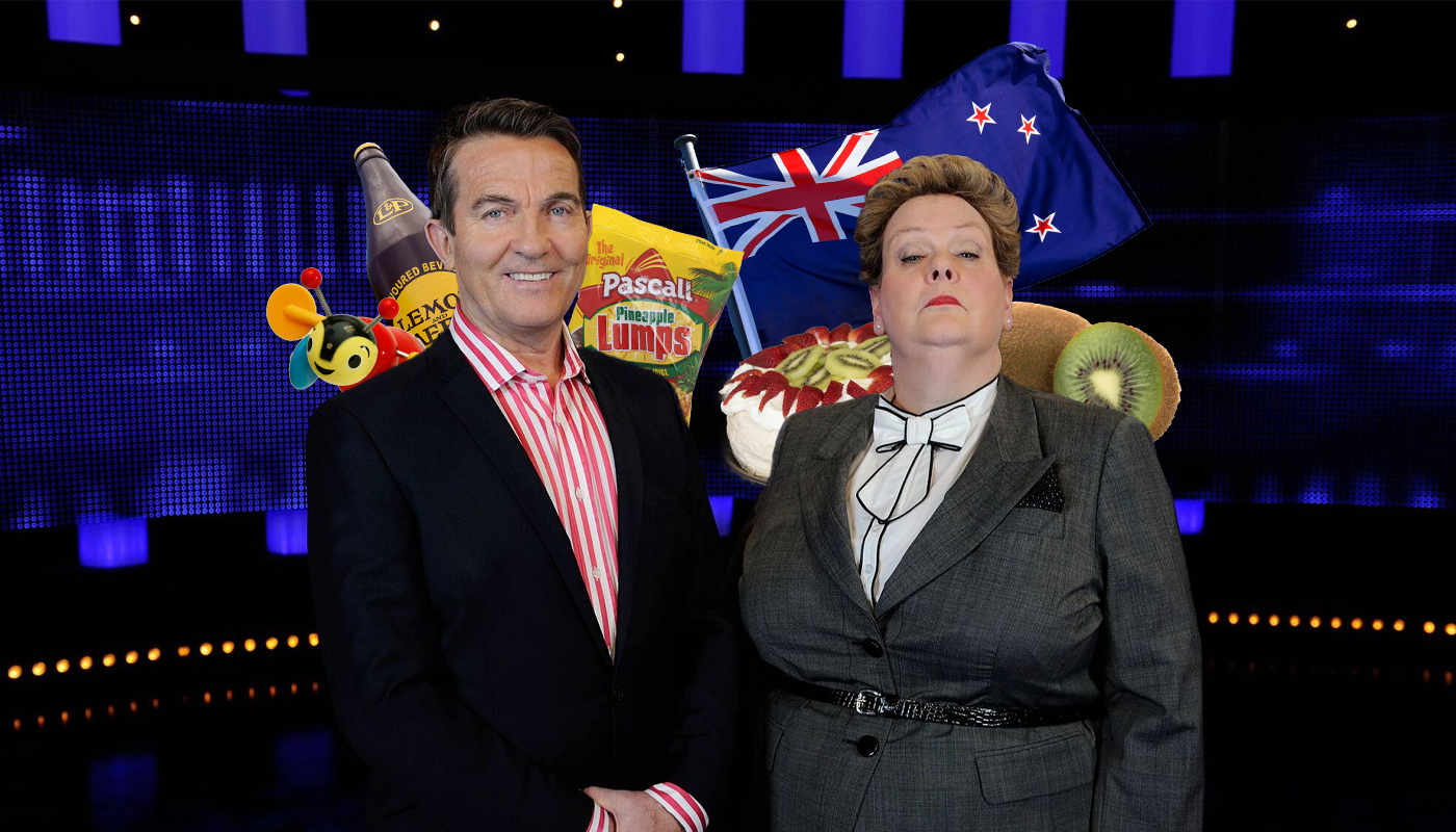 The Chase NZ will have a Kiwi host to take the place of the UK show's host Bradley Walsh (left). Chaser Anne Hegerty may well be facing the Kiwi contestants. Image / composite