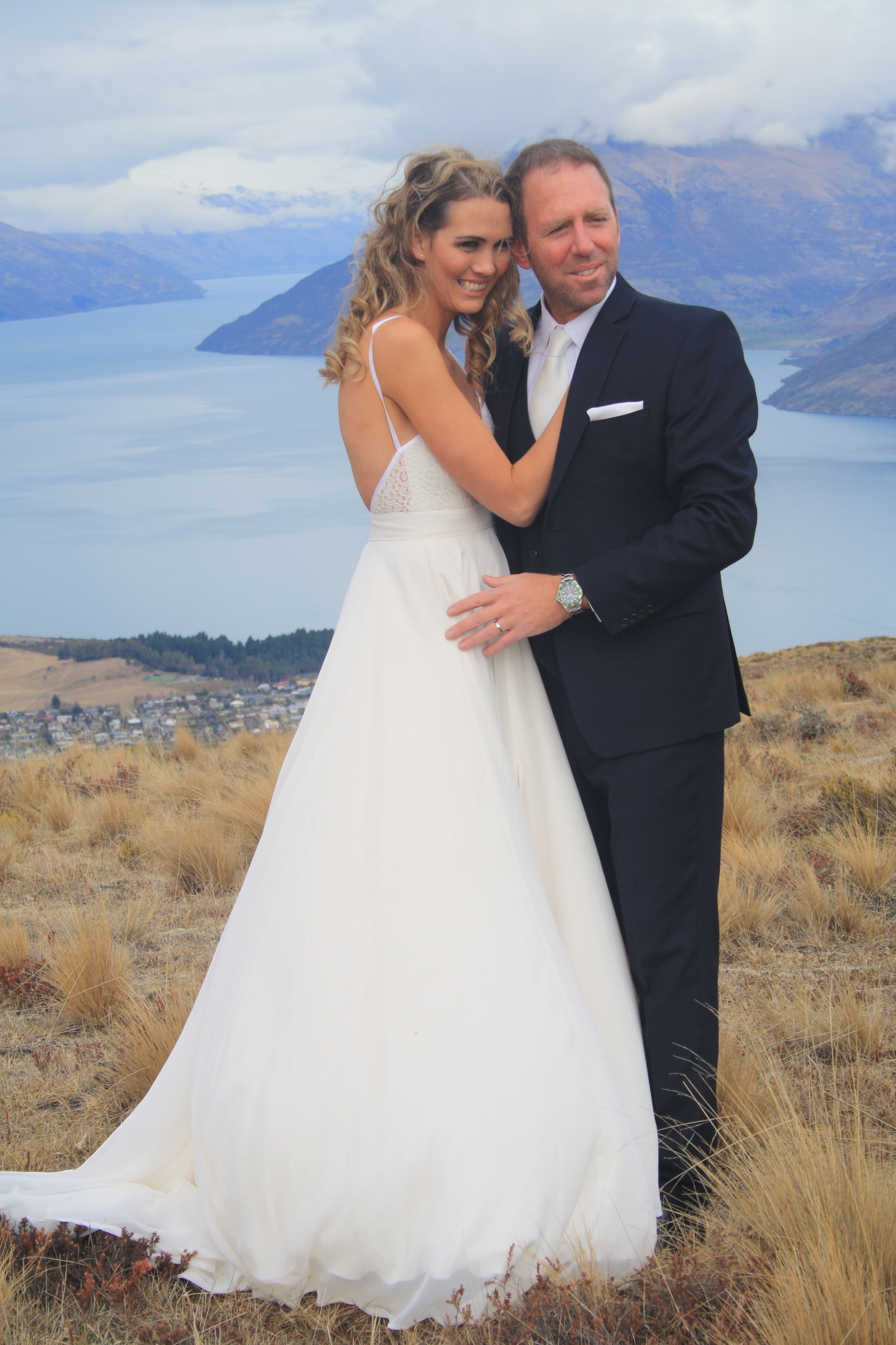 Finn Batato and wife Anastasia on their wedding day in Queenstown. Photo / Supplied