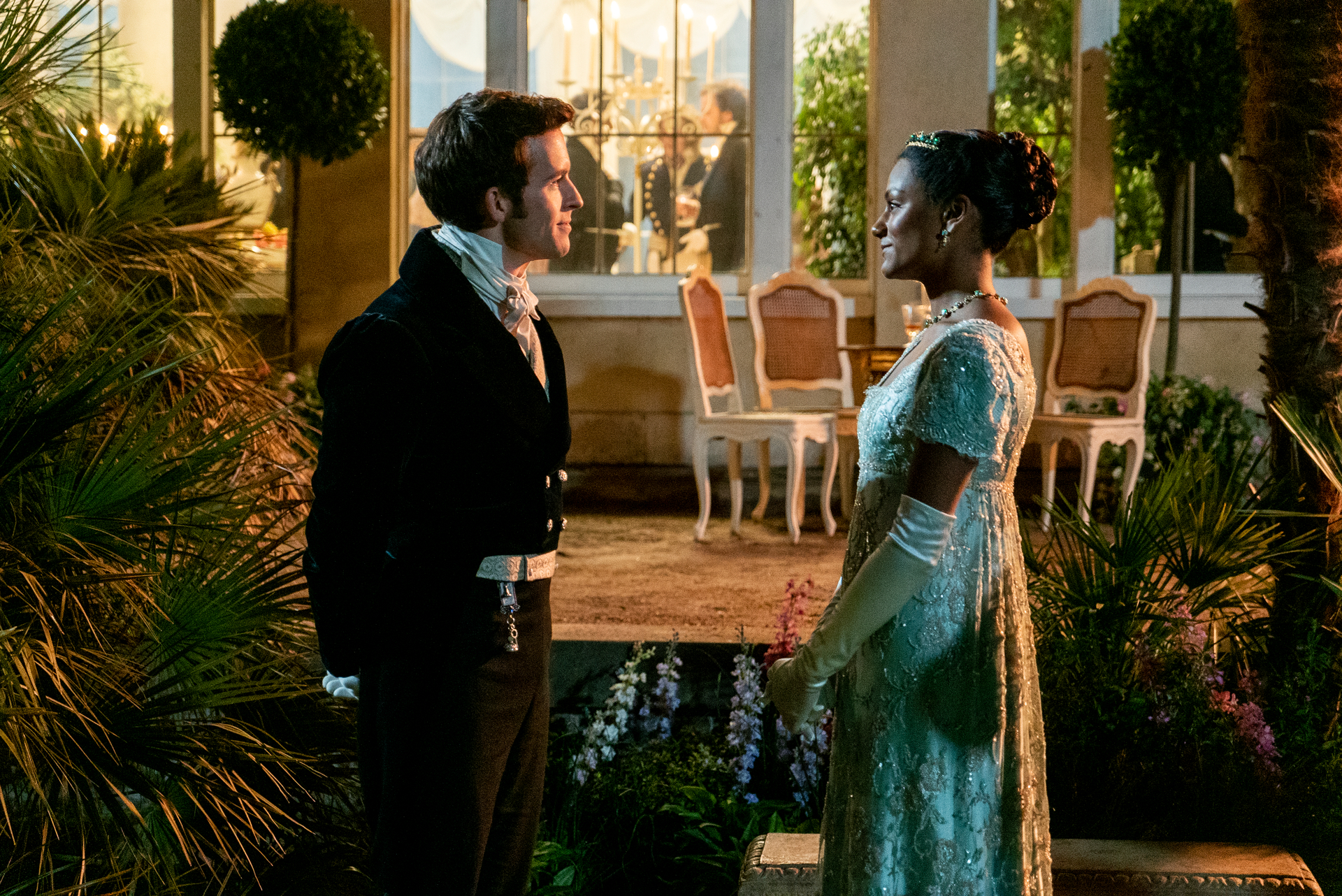 Jonathan Bailey as Anthony Bridgerton, Simone Ashley as Kate Sharma in season 2 of Bridgerton. Photo / Supplied by Netflix