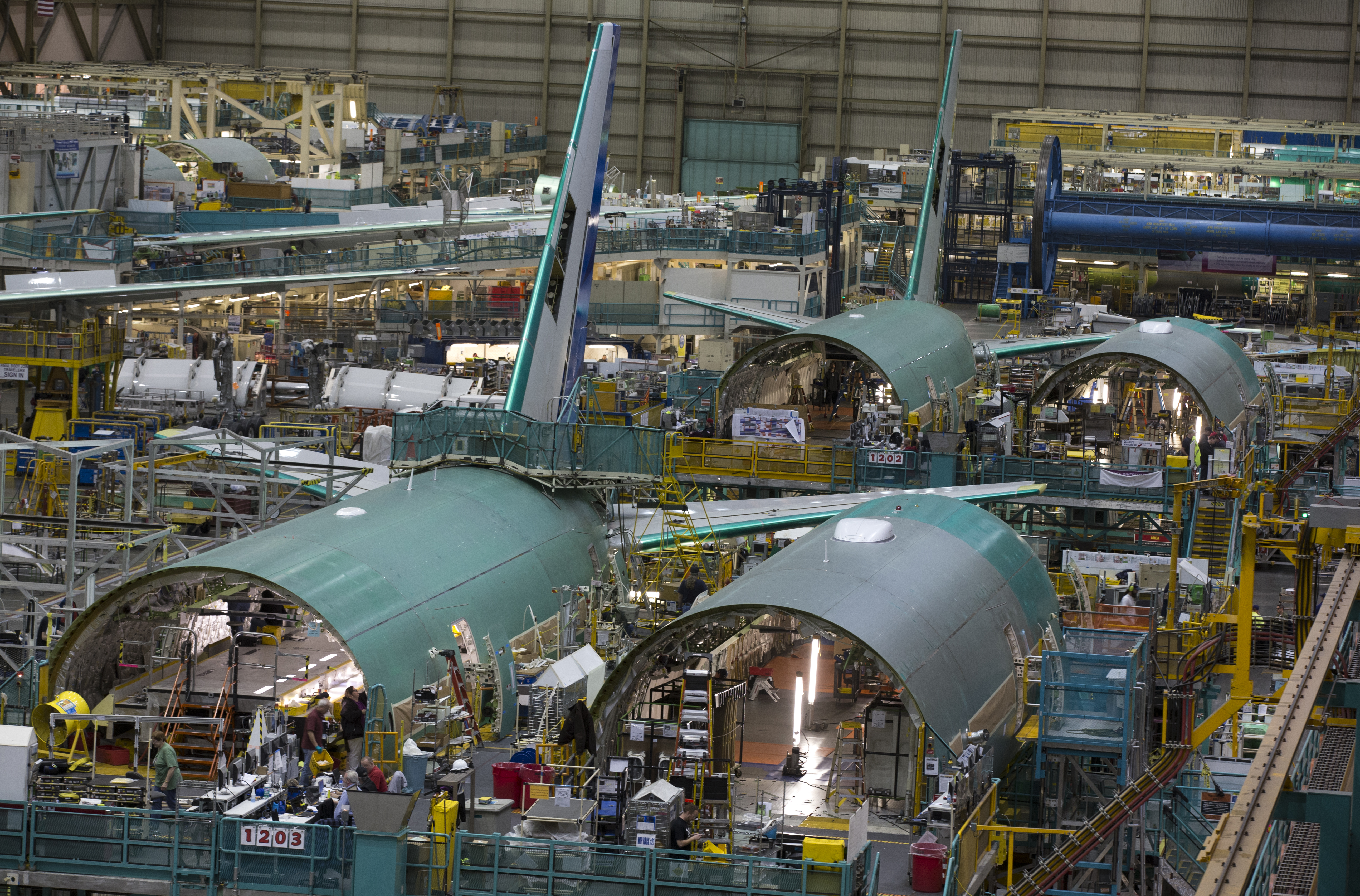 The Boeing production assembly line at Everett, Seattle, Washington. Photo / Brett Phibbs