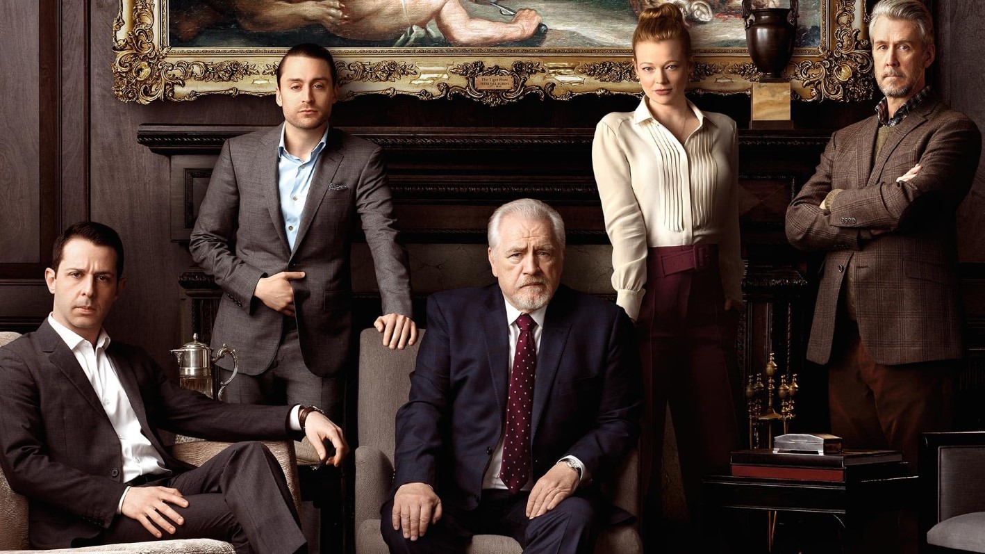 With the Succession cast, from left, Jeremy Strong (Kendall), Kieran Culkin (Roman), Brian Cox (Logan) and Alan Ruck (Connor). 