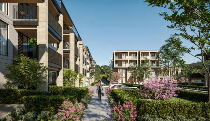 Plans for Upland Rd retirement village: apartments (left) with an amenities block (right). Photo / Application to the Environmental Protection Authority