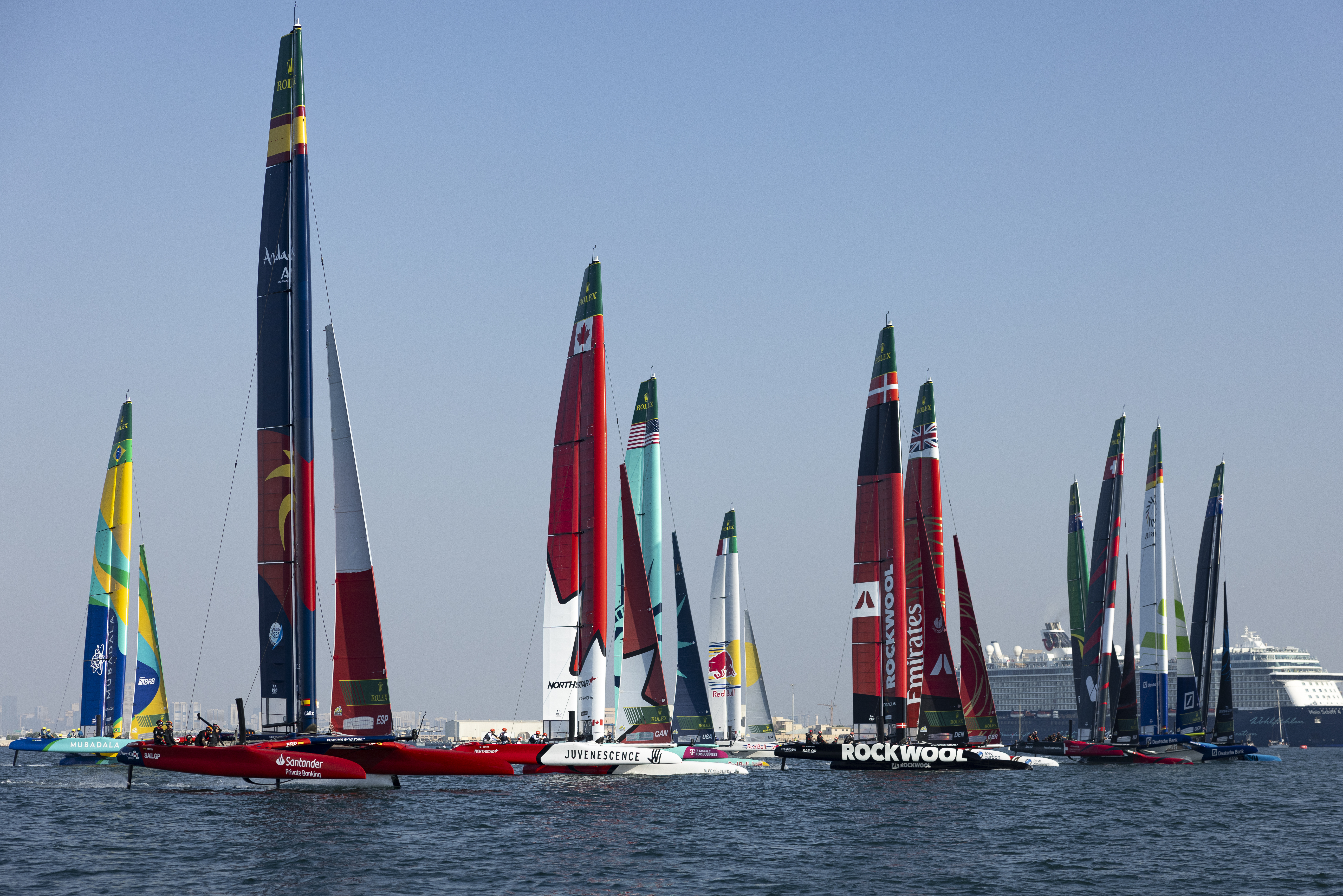 SailGP will have 12 boats on the starting line for the first time in Auckland. Photo / Felix Diemer, SailGP