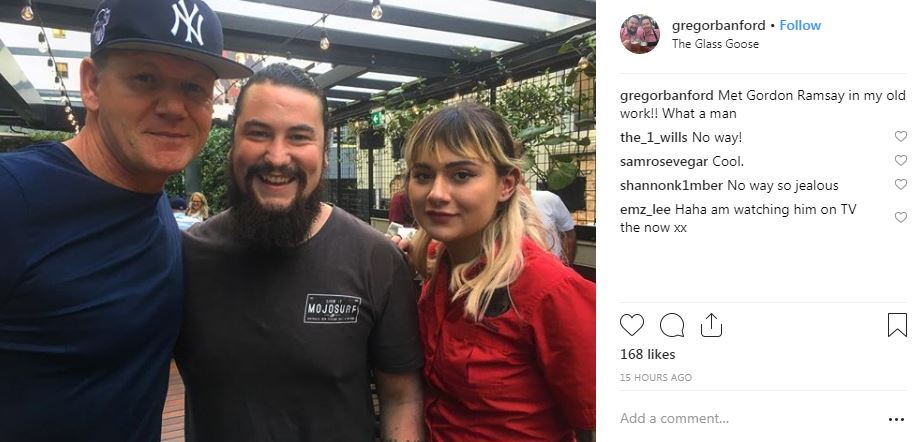 Gordon and some lucky diners at The Glass Goose. Photo / Instagram